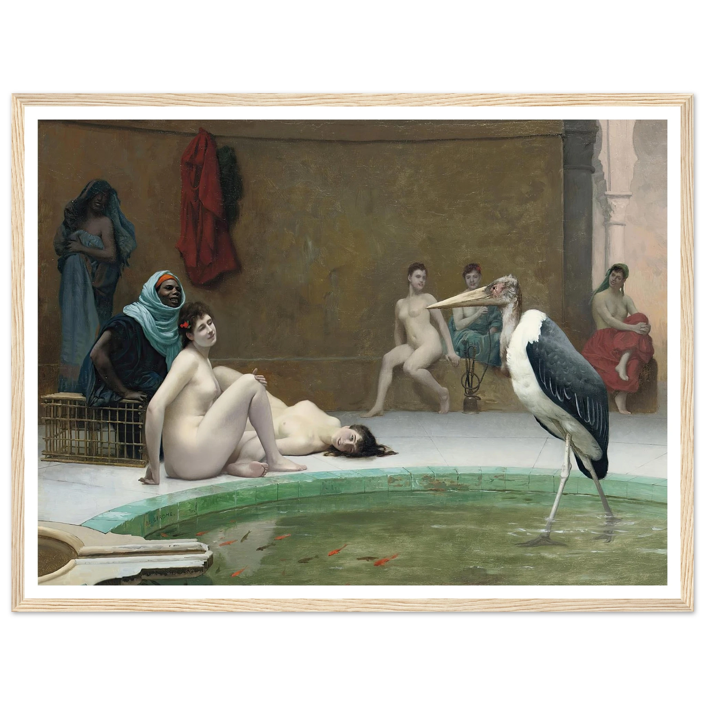 Le Marabout in the Harem bath Art Print | Jean Leon Gerome - Framed Poster - 30x40 cm / 12x16″ - Black frame