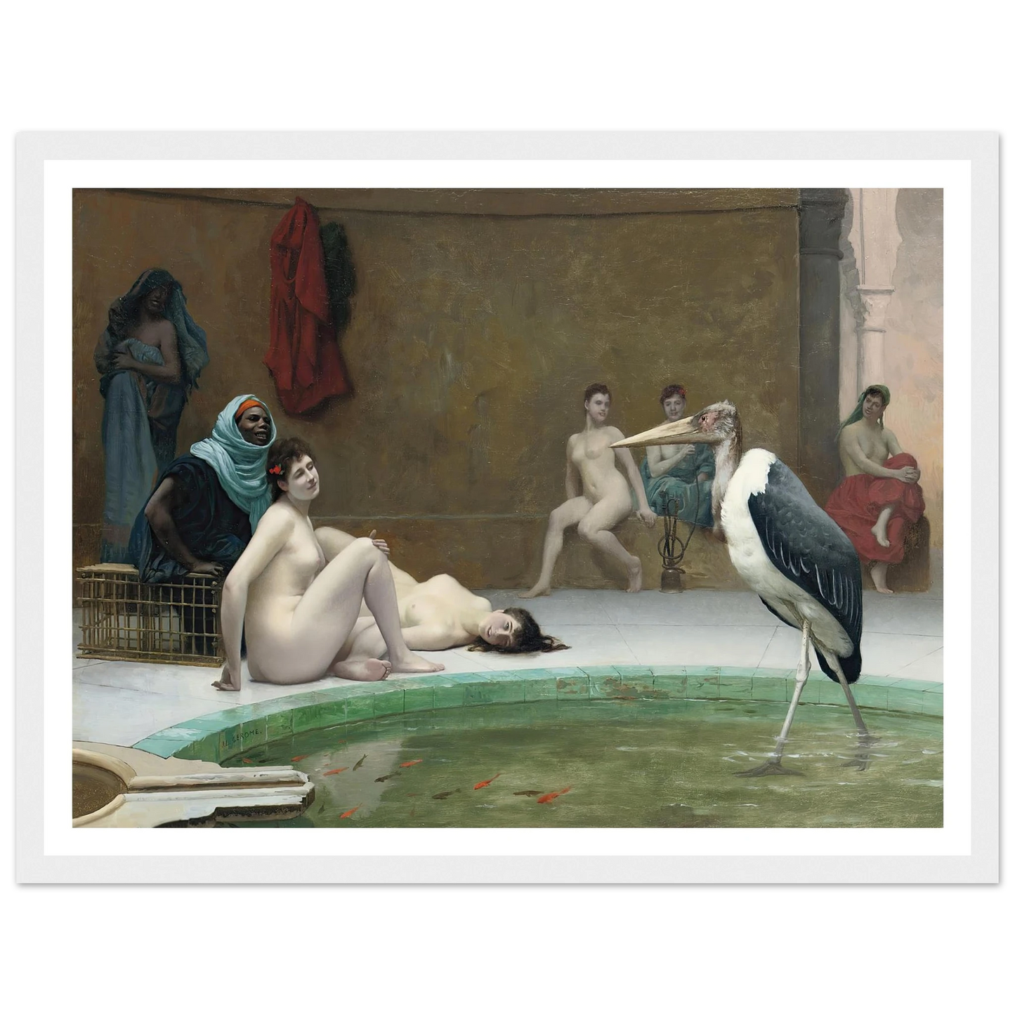 Le Marabout in the Harem bath Art Print | Jean Leon Gerome - Framed Poster - 30x40 cm / 12x16″ - Black frame