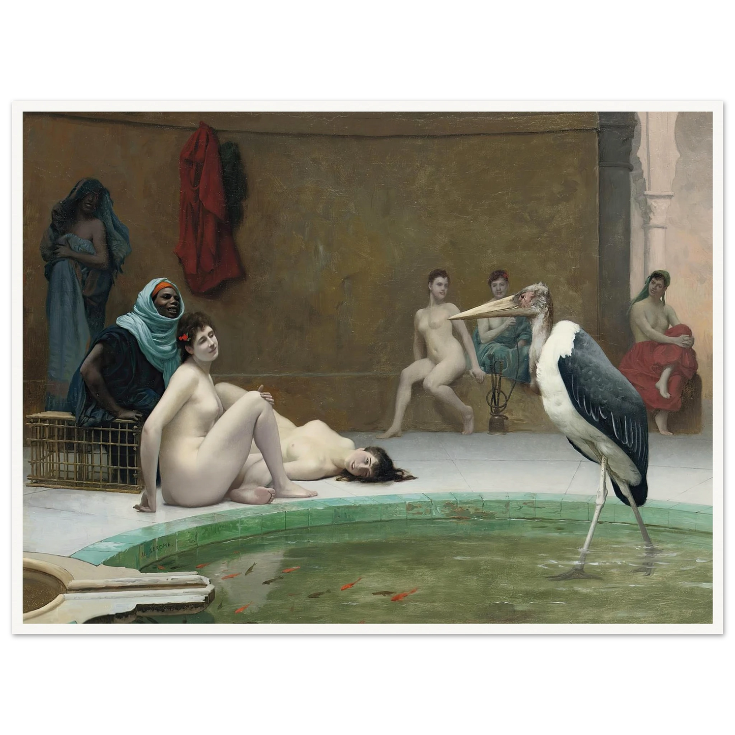 Le Marabout in the Harem bath Art Print | Jean Leon Gerome - Framed Poster - 30x40 cm / 12x16″ - Black frame