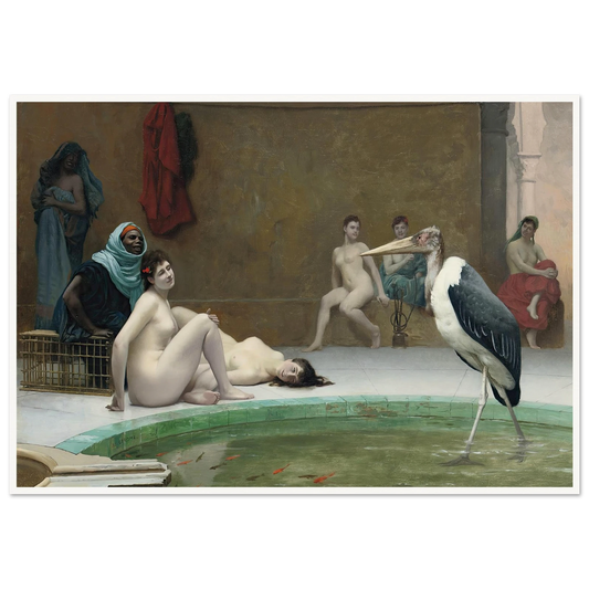 Le Marabout in the Harem bath Art Print | Jean Leon Gerome - Framed Poster - 30x40 cm / 12x16″ - Black frame