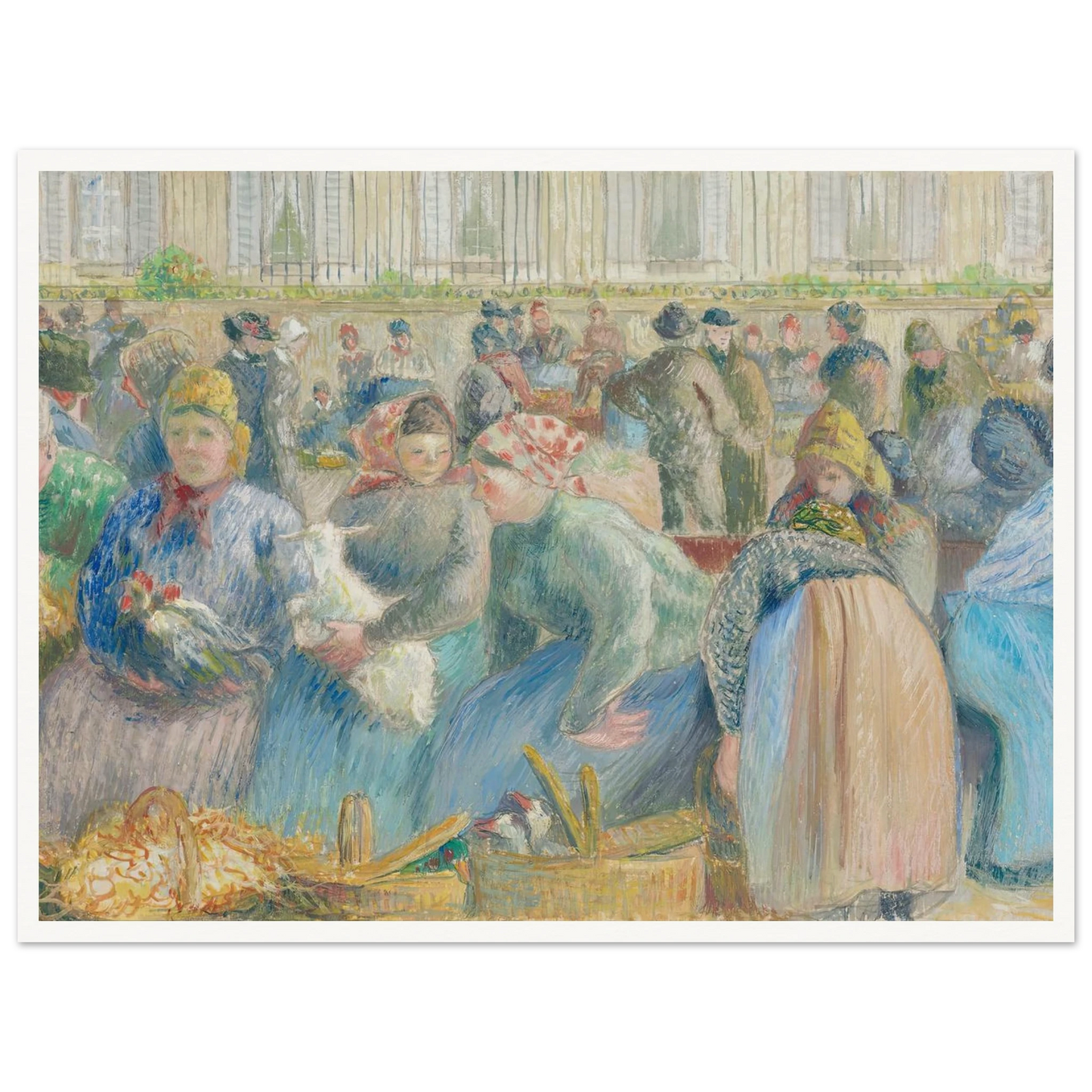 Le Marché aux oeufs (circa 1884) Art Print | Camille Pissarro - Framed Poster - 30x40 cm / 12x16″ - Black frame