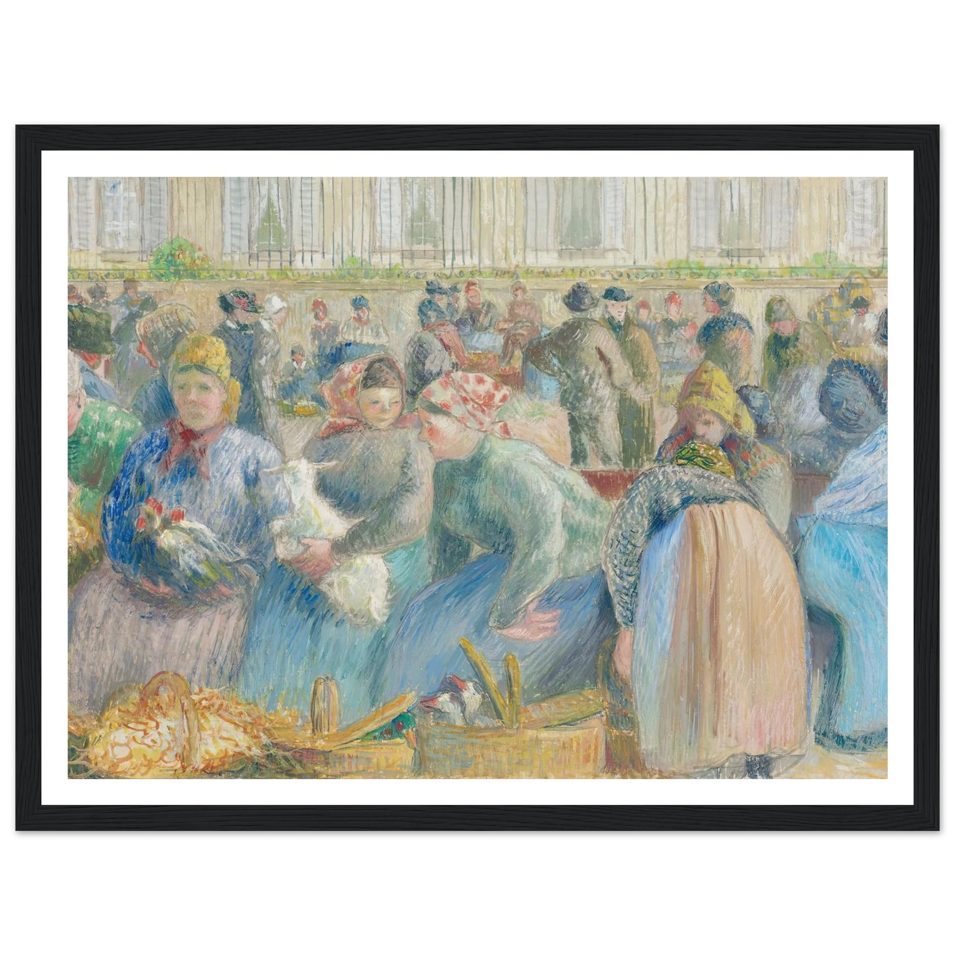 Le Marché aux oeufs (circa 1884) Art Print | Camille Pissarro - Framed Poster - 30x40 cm / 12x16″ - Black frame
