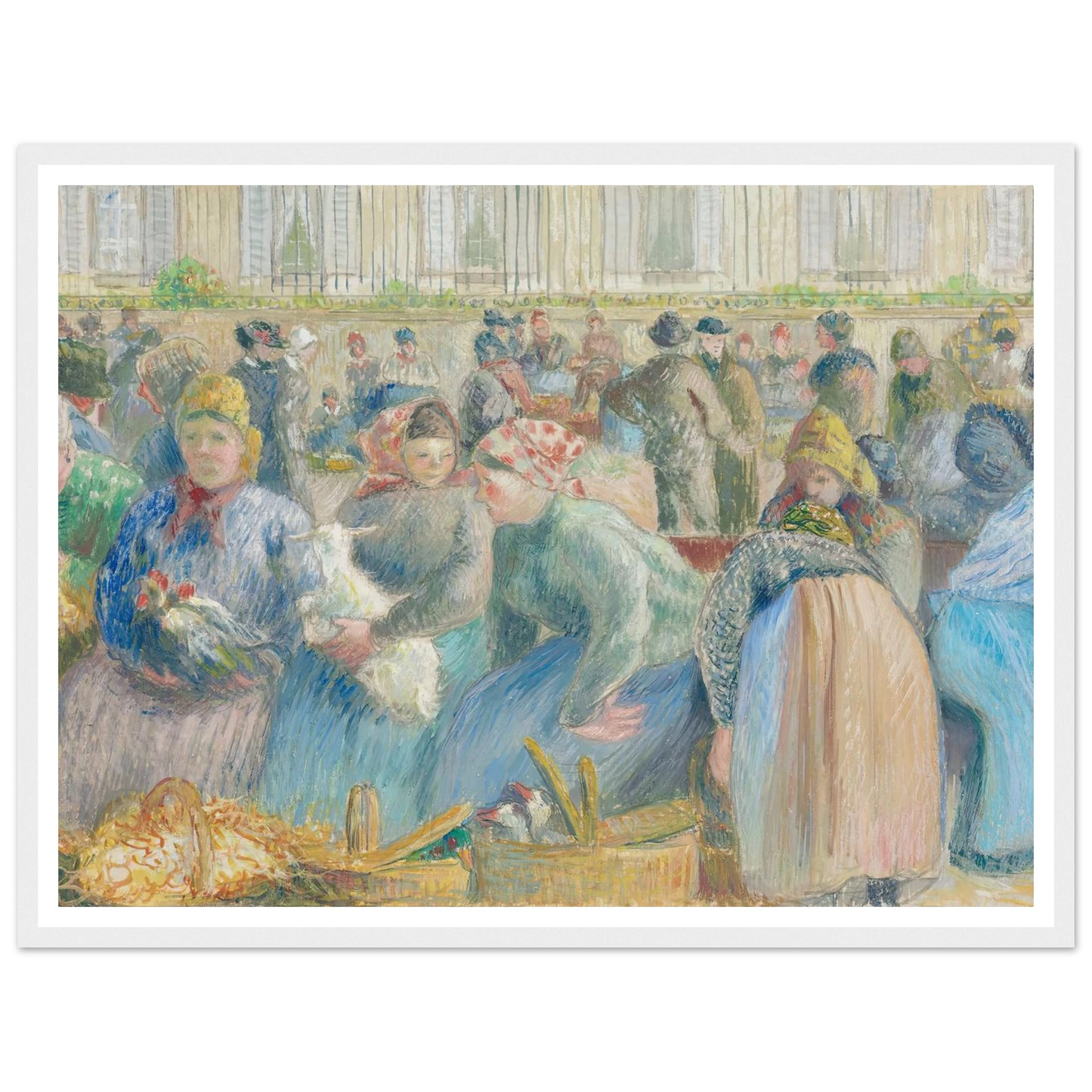 Le Marché aux oeufs (circa 1884) Art Print | Camille Pissarro - Framed Poster - 30x40 cm / 12x16″ - Black frame