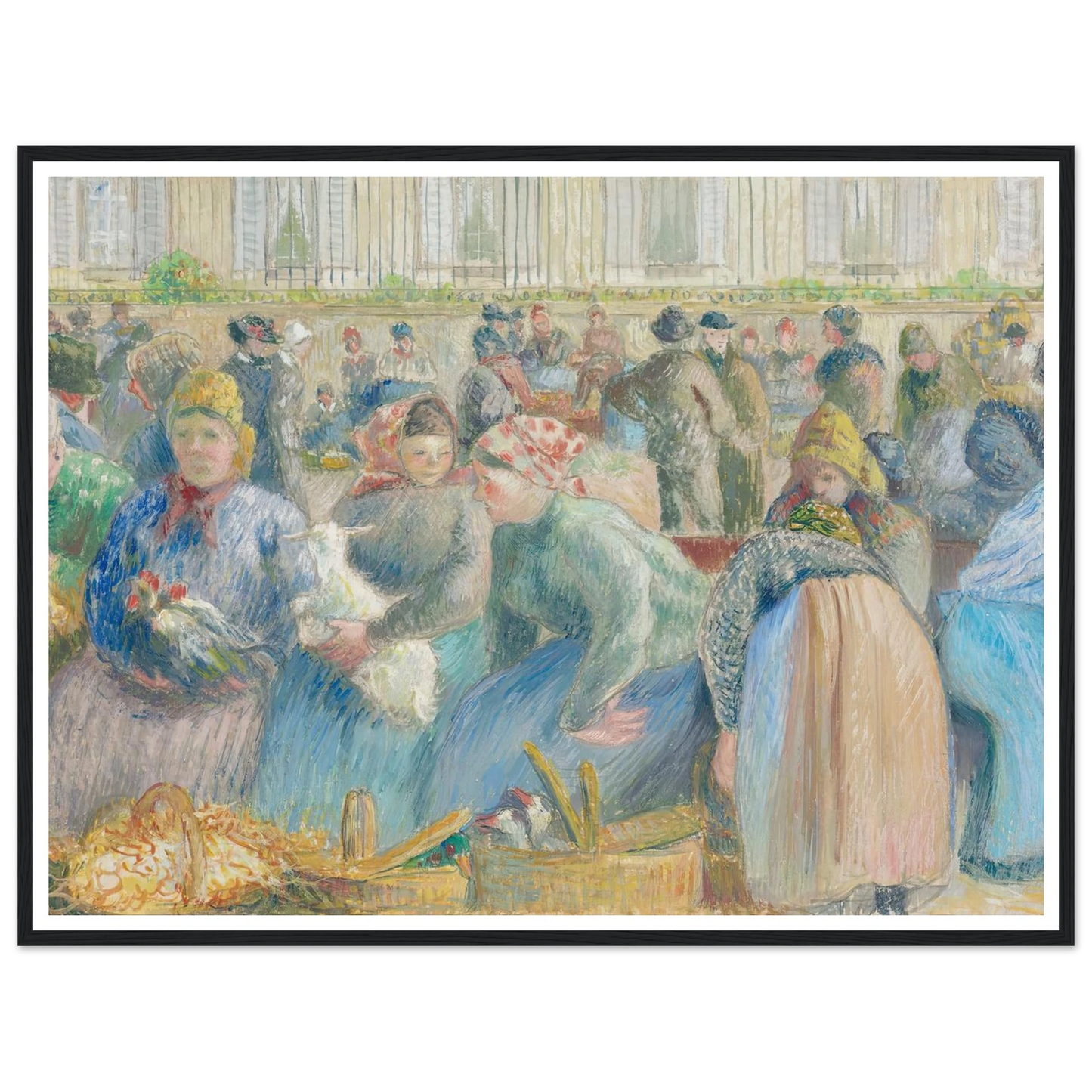 Le Marché aux oeufs (circa 1884) Art Print | Camille Pissarro - Framed Poster - 30x40 cm / 12x16″ - Black frame