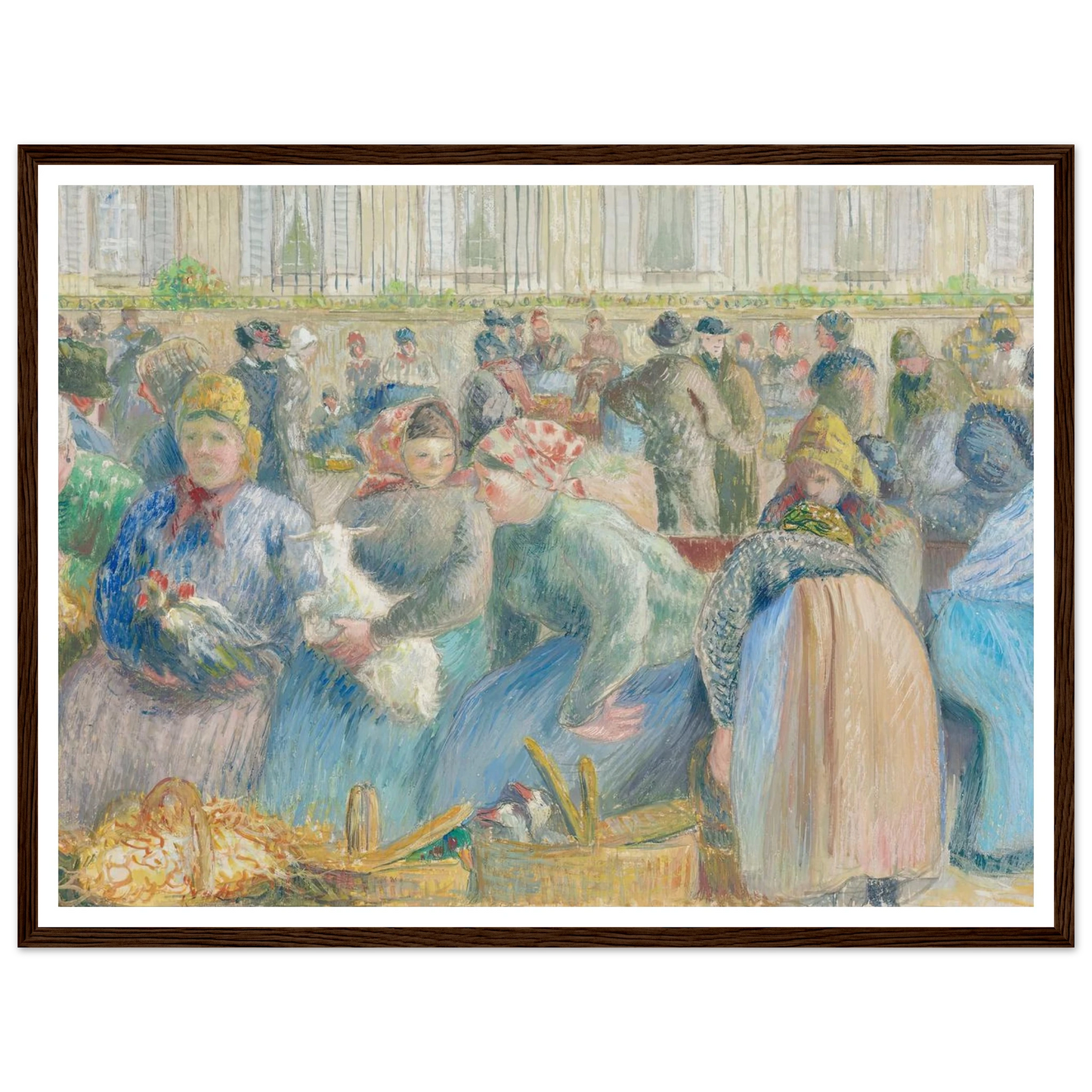 Le Marché aux oeufs (circa 1884) Art Print | Camille Pissarro - Framed Poster - 30x40 cm / 12x16″ - Black frame