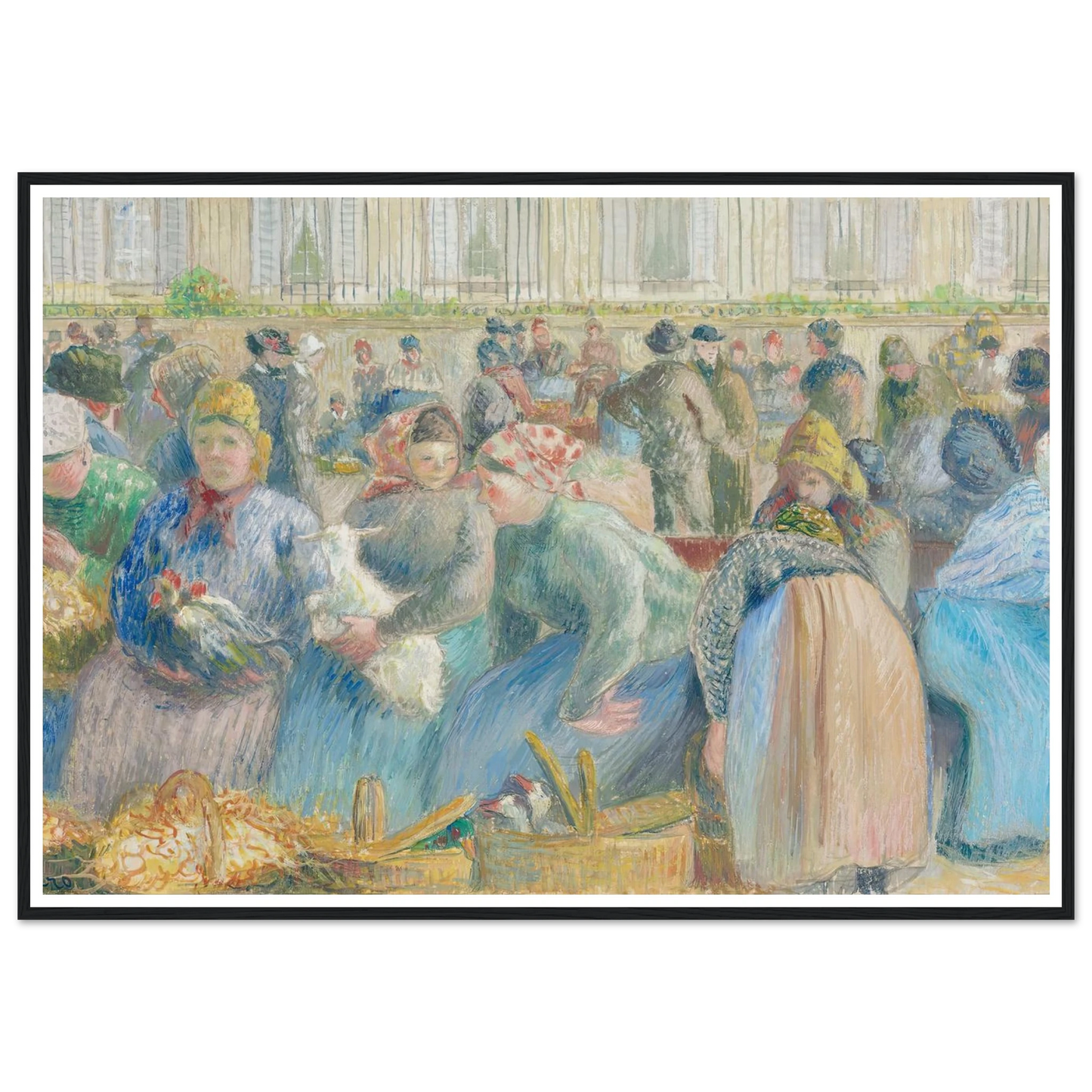 Le Marché aux oeufs (circa 1884) Art Print | Camille Pissarro - Framed Poster - 30x40 cm / 12x16″ - Black frame
