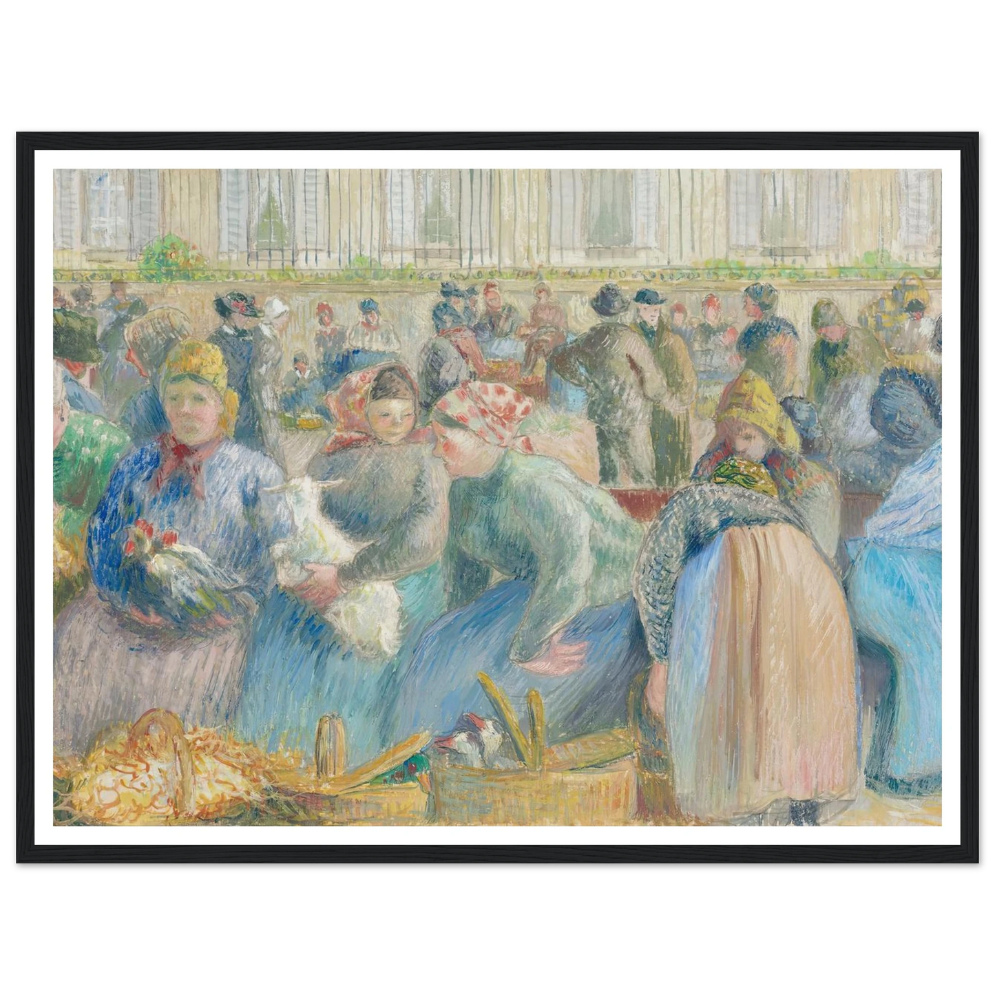 Le Marché aux oeufs (circa 1884) Art Print | Camille Pissarro - Framed Poster - 30x40 cm / 12x16″ - Black frame