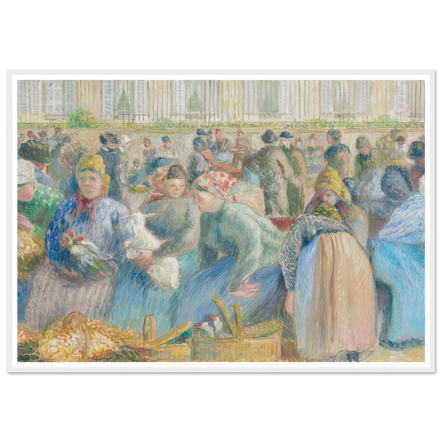 Le Marché aux oeufs (circa 1884) Art Print | Camille Pissarro - Framed Poster - 30x40 cm / 12x16″ - Black frame