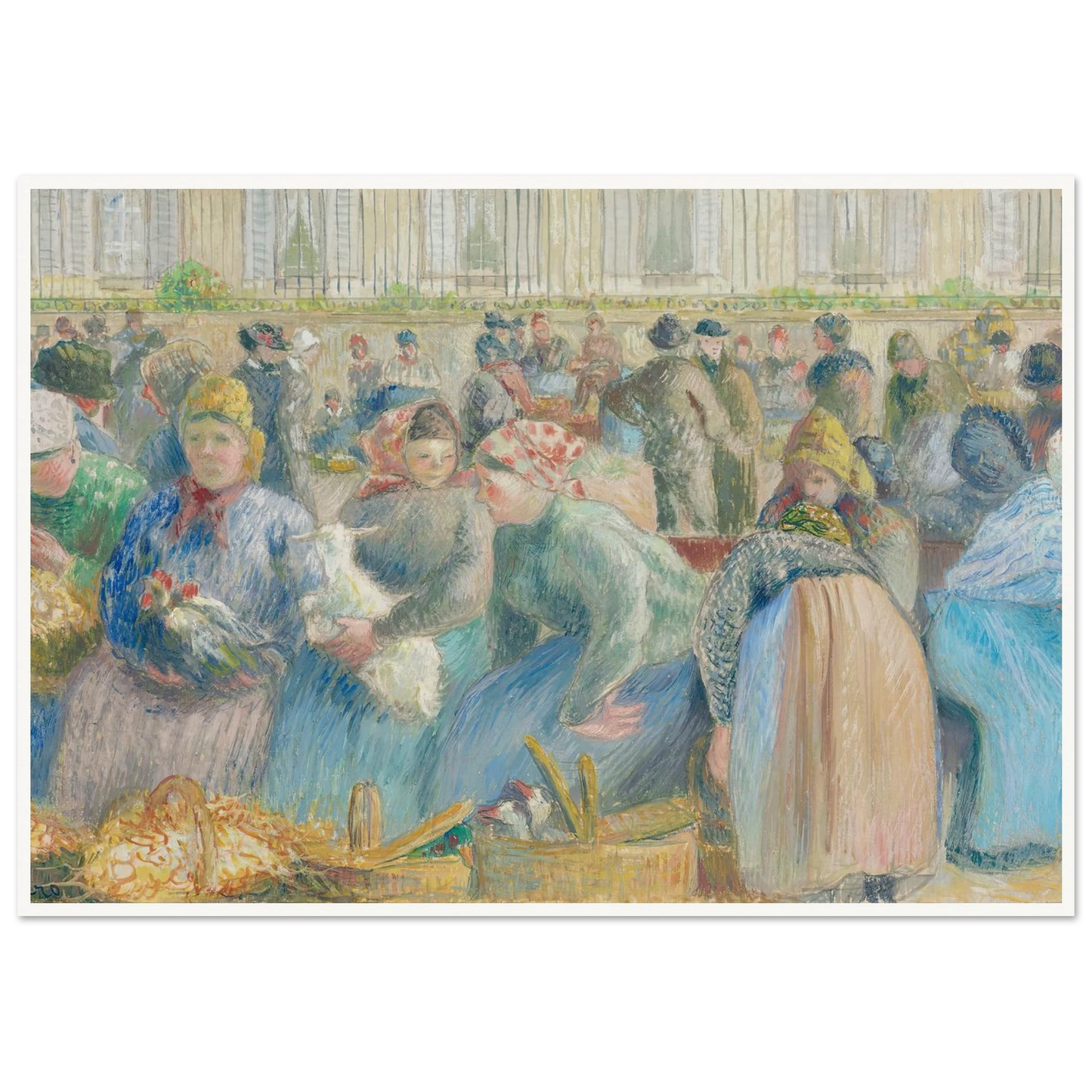 Le Marché aux oeufs (circa 1884) Art Print | Camille Pissarro - Framed Poster - 30x40 cm / 12x16″ - Black frame