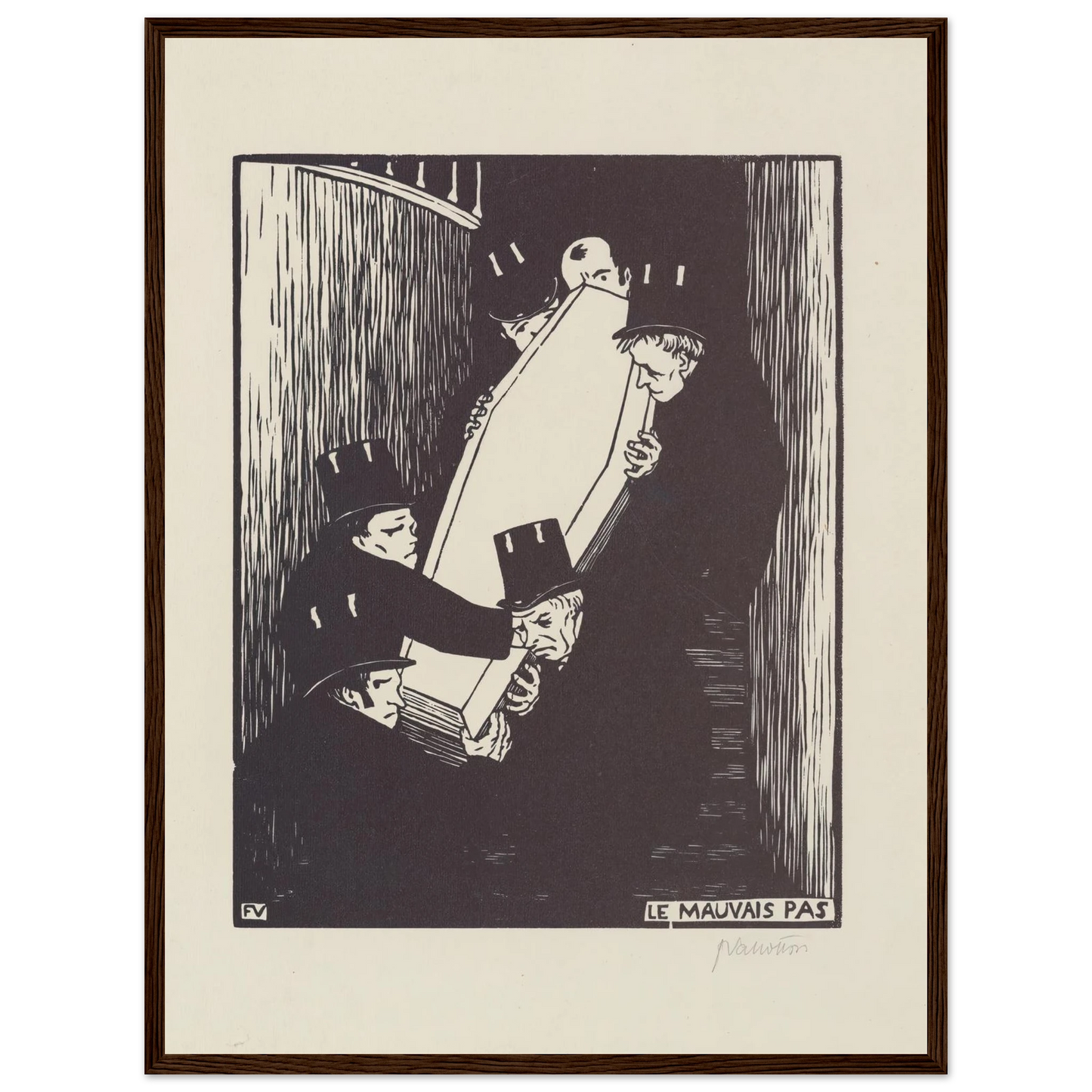 Le mauvais pas (1893) Art Print | Felix Vallotton - Framed Poster - 30x40 cm / 12x16″ - Black frame