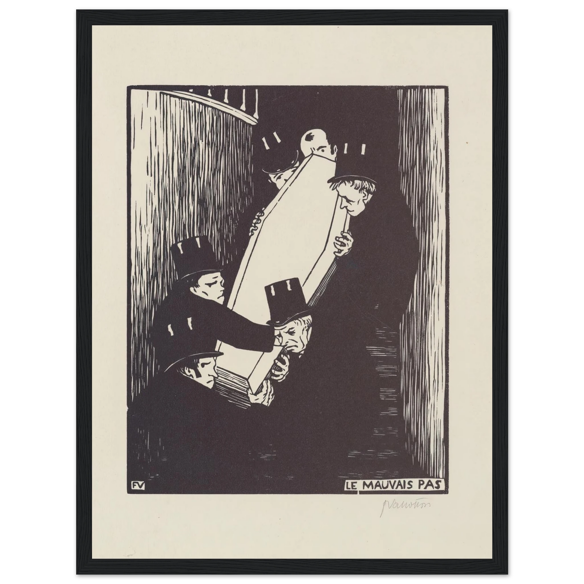 Le mauvais pas (1893) Art Print | Felix Vallotton - Framed Poster - 30x40 cm / 12x16″ - Black frame