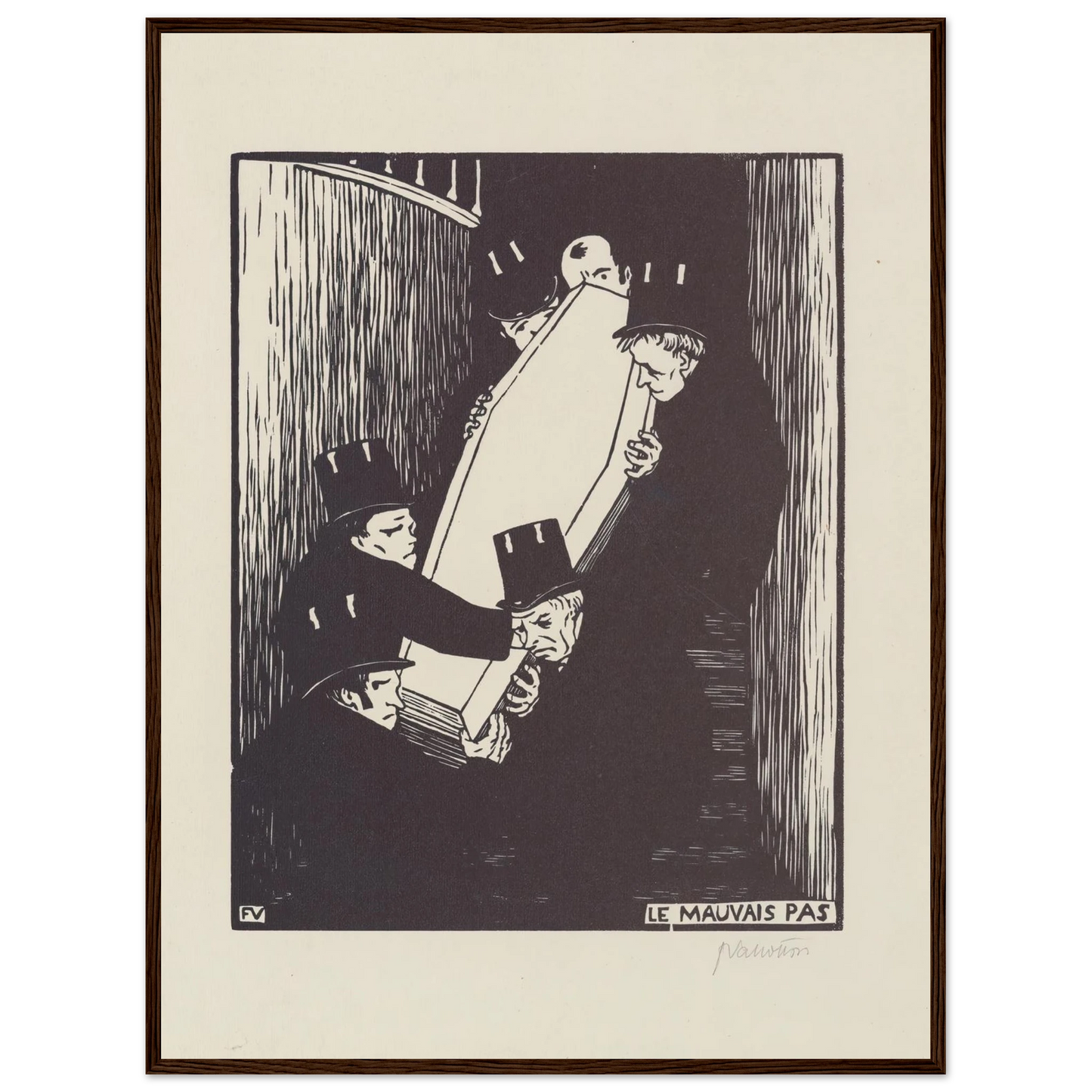 Le mauvais pas (1893) Art Print | Felix Vallotton - Framed Poster - 30x40 cm / 12x16″ - Black frame