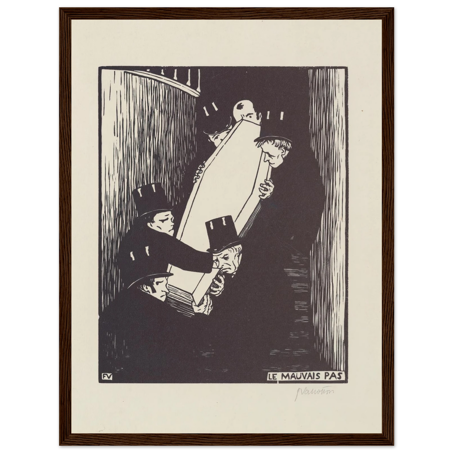 Le mauvais pas (1893) Art Print | Felix Vallotton - Framed Poster - 30x40 cm / 12x16″ - Black frame