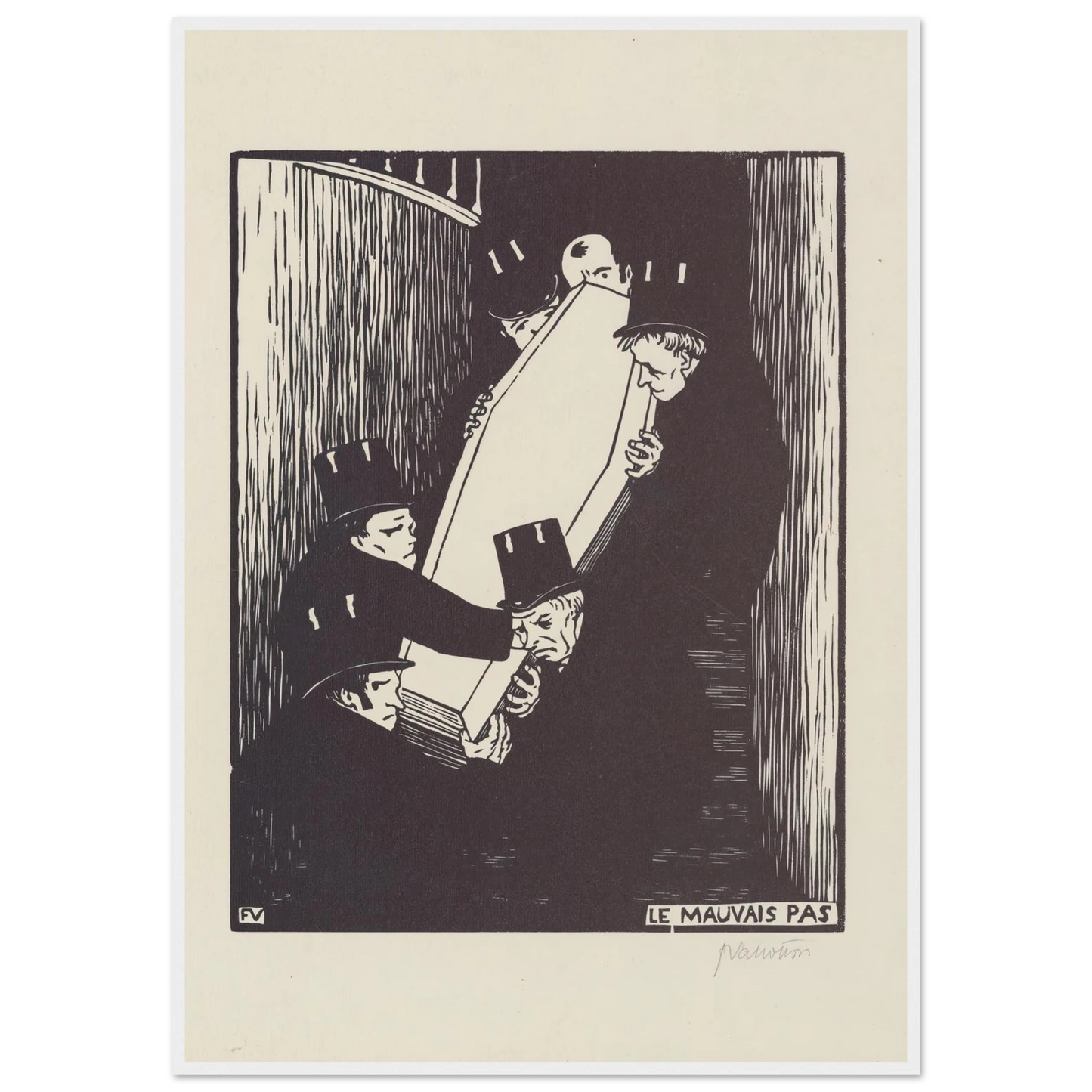 Le mauvais pas (1893) Art Print | Felix Vallotton - Framed Poster - 30x40 cm / 12x16″ - Black frame