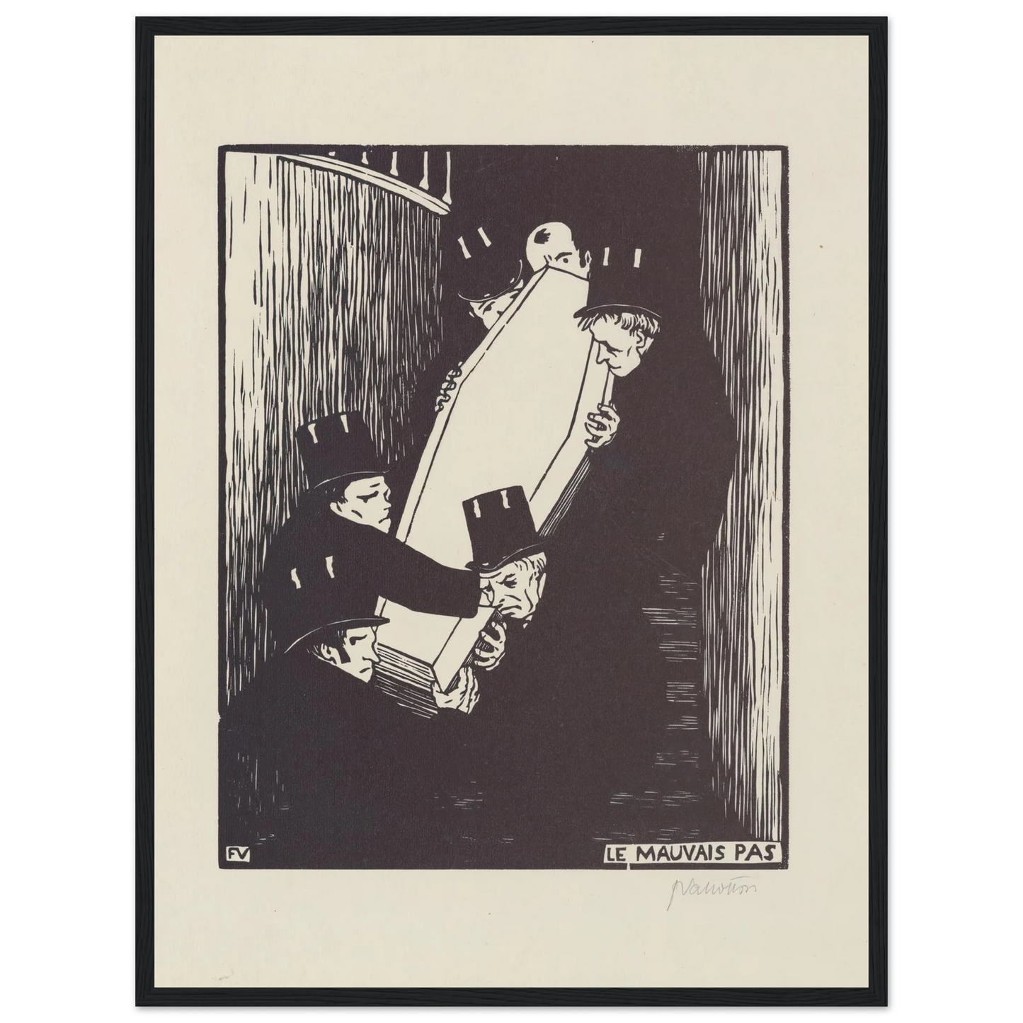 Le mauvais pas (1893) Art Print | Felix Vallotton - Framed Poster - 30x40 cm / 12x16″ - Black frame