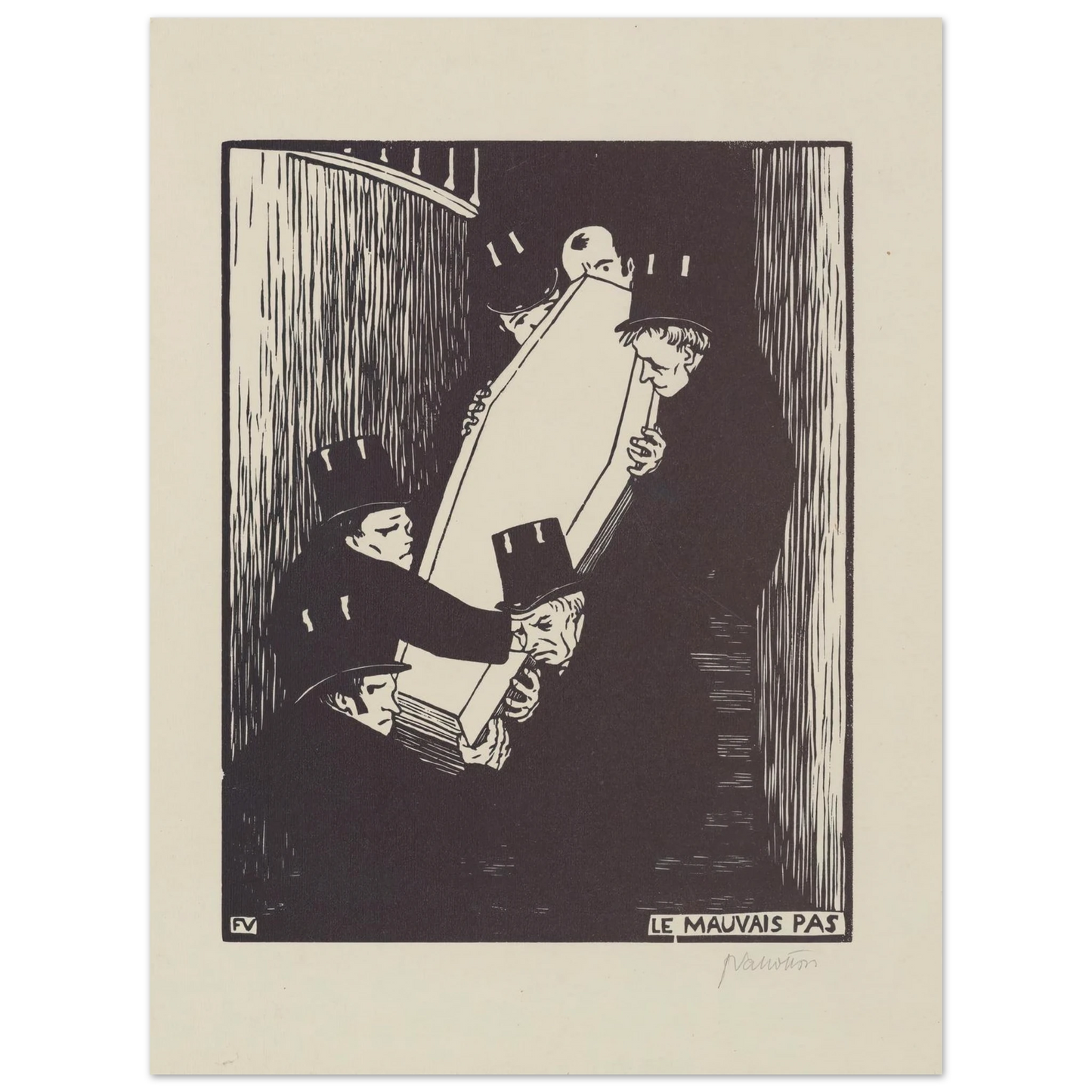 Le mauvais pas (1893) Art Print | Felix Vallotton - Framed Poster - 30x40 cm / 12x16″ - Black frame
