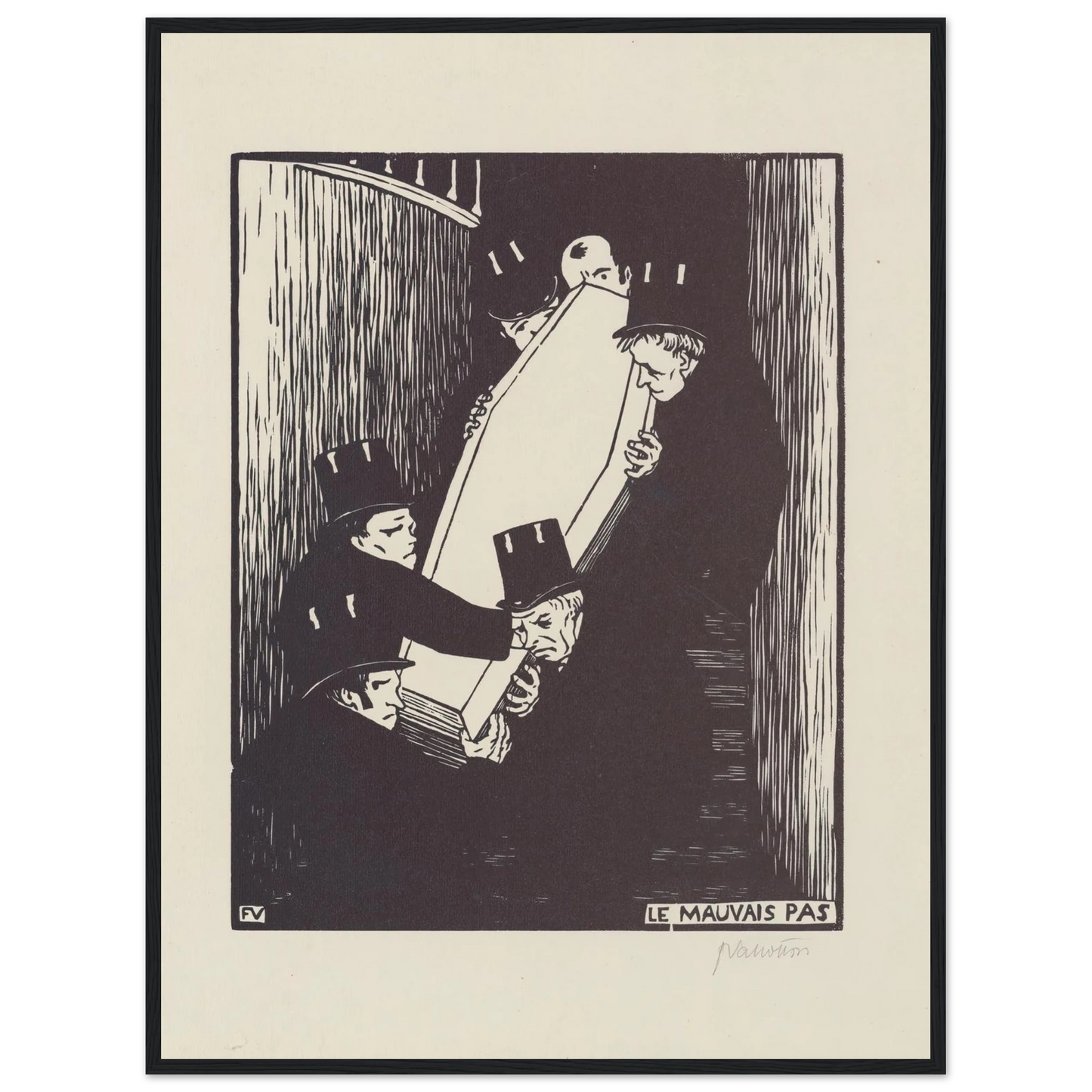 Le mauvais pas (1893) Art Print | Felix Vallotton - Framed Poster - 30x40 cm / 12x16″ - Black frame