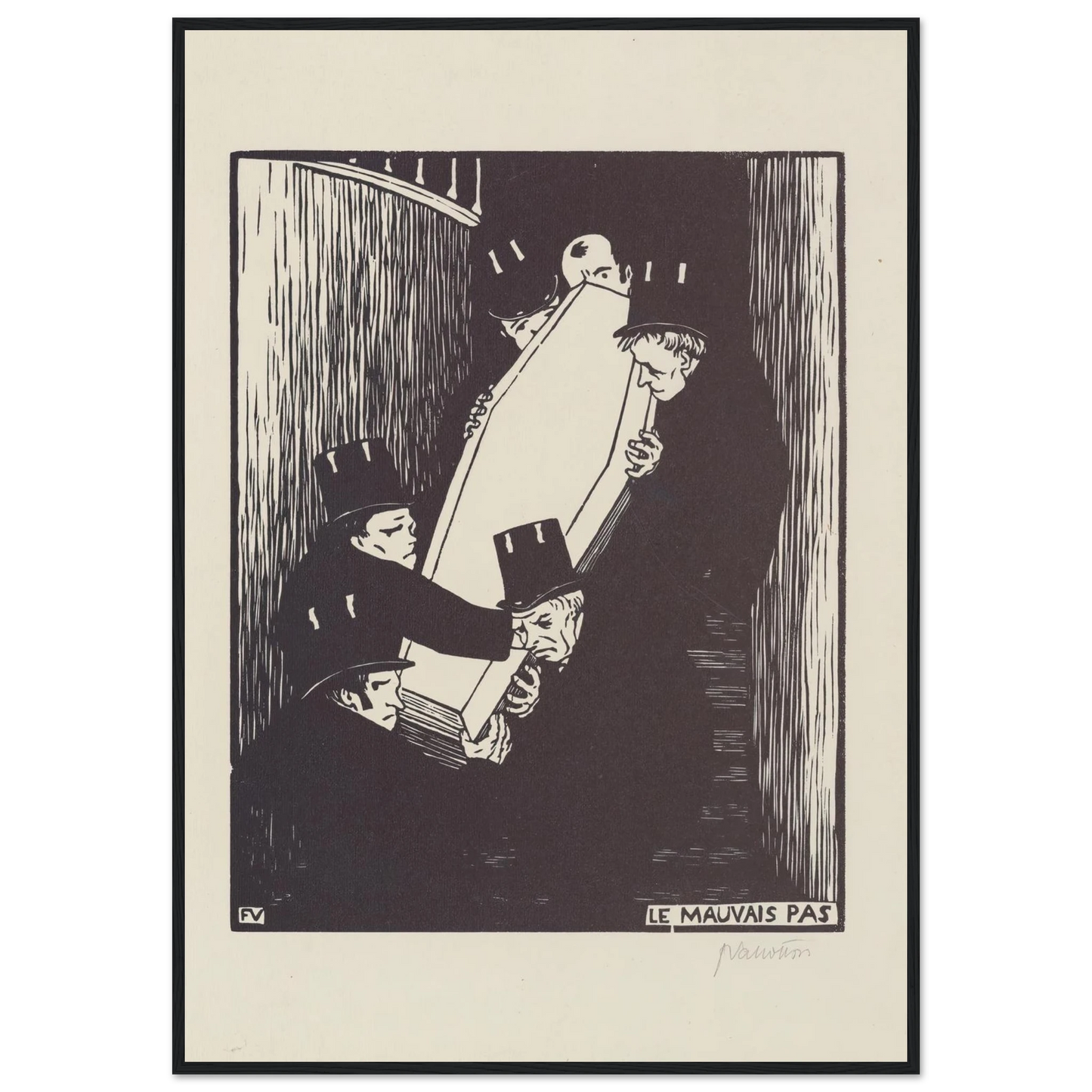 Le mauvais pas (1893) Art Print | Felix Vallotton - Framed Poster - 30x40 cm / 12x16″ - Black frame