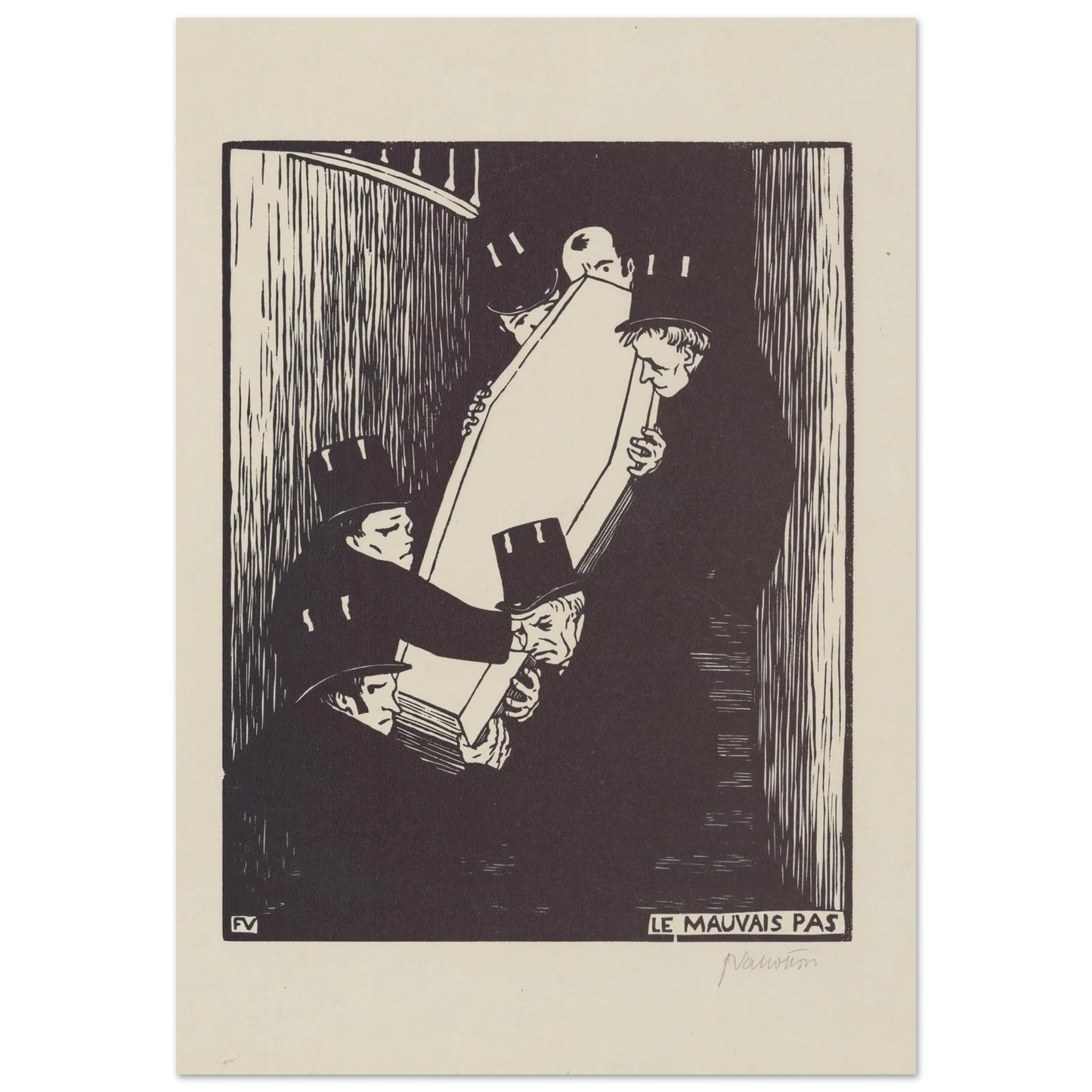 Le mauvais pas (1893) Art Print | Felix Vallotton - Framed Poster - 30x40 cm / 12x16″ - Black frame