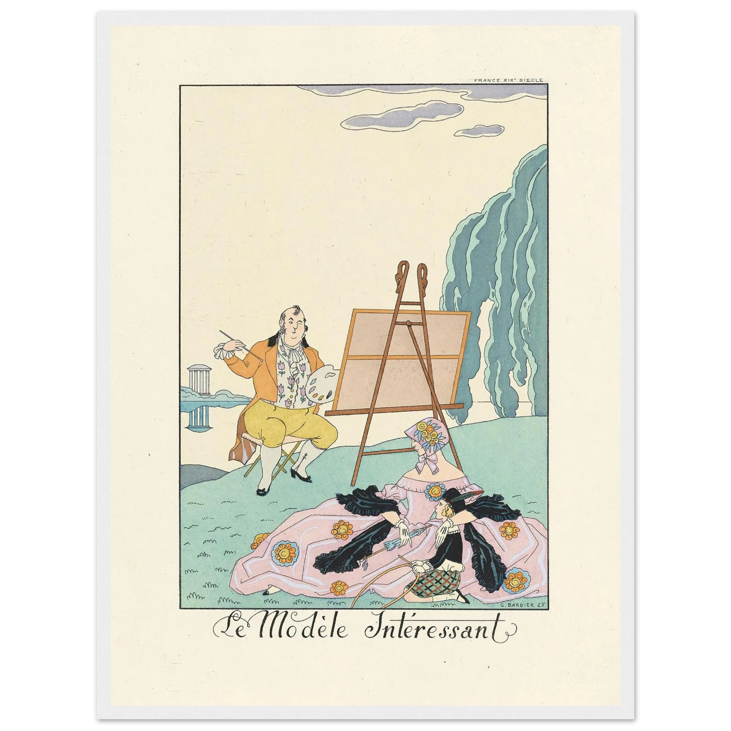Le Modèle Intéressant(The Interesting Model) (1922–1926) Art Print | George Barbier - Framed Poster - 30x40 cm / 12x16″ - Black frame