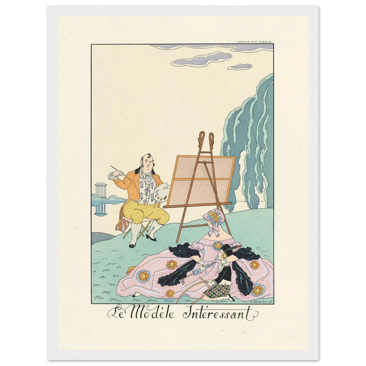 Le Modèle Intéressant(The Interesting Model) (1922–1926) Art Print | George Barbier - Framed Poster - 30x40 cm / 12x16″ - Black frame