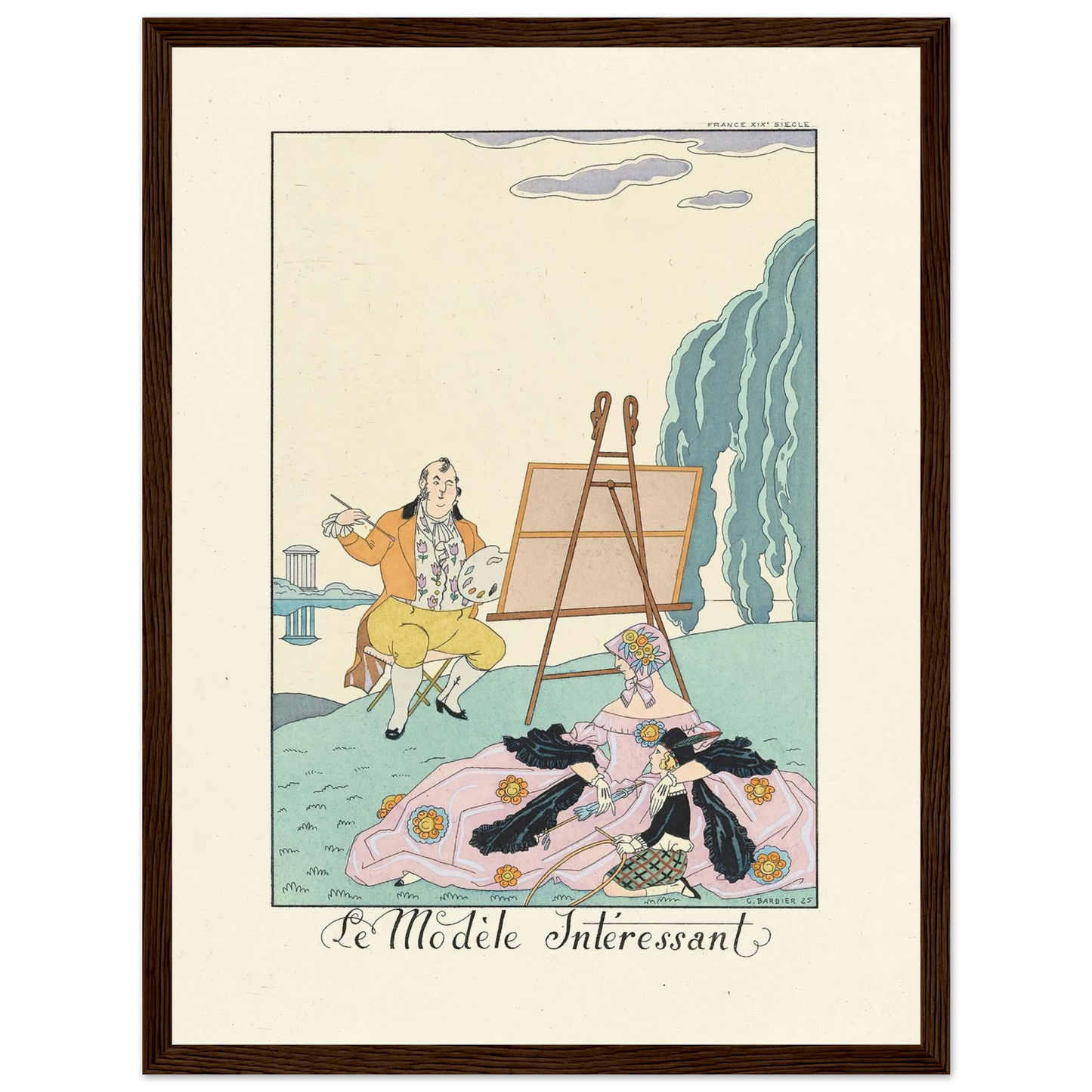Le Modèle Intéressant(The Interesting Model) (1922–1926) Art Print | George Barbier - Framed Poster - 30x40 cm / 12x16″ - Black frame