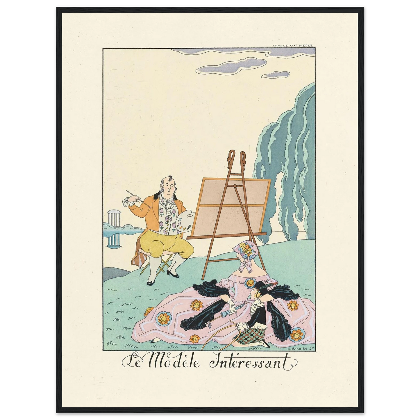 Le Modèle Intéressant(The Interesting Model) (1922–1926) Art Print | George Barbier - Framed Poster - 30x40 cm / 12x16″ - Black frame