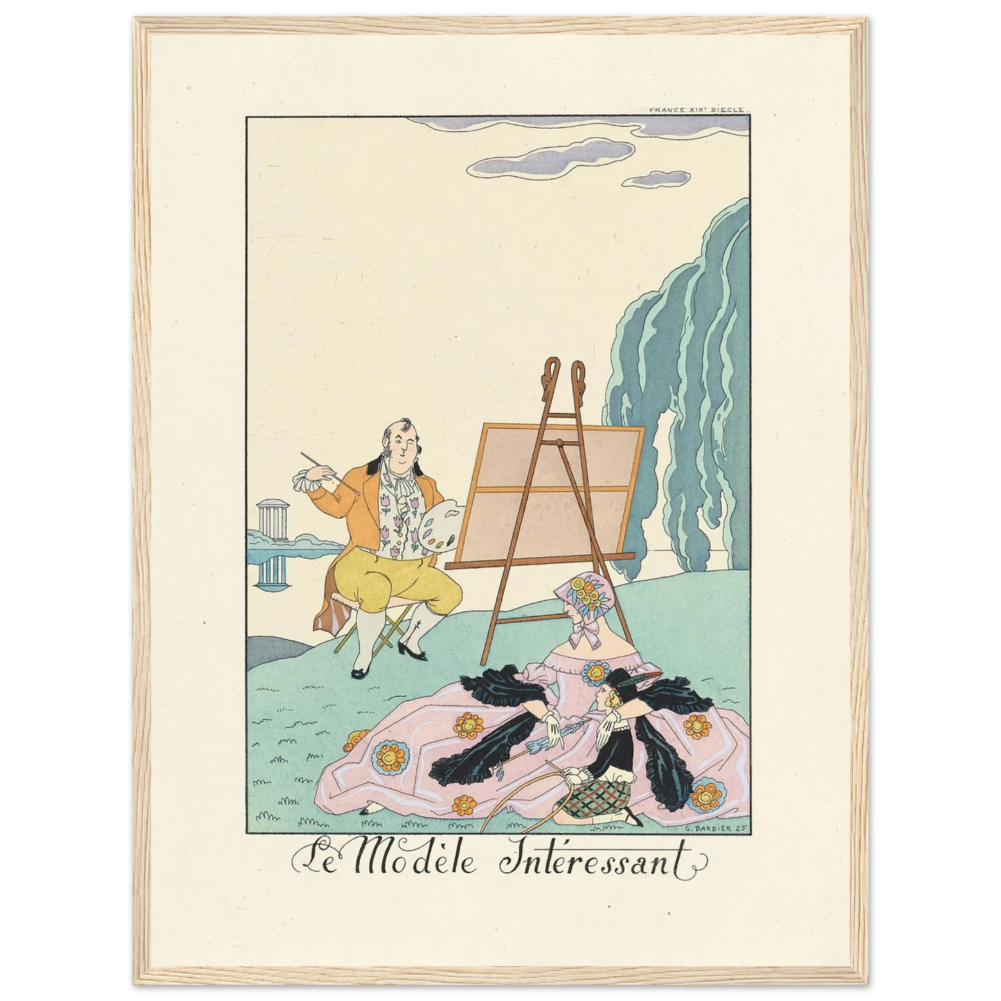 Le Modèle Intéressant(The Interesting Model) (1922–1926) Art Print | George Barbier - Framed Poster - 30x40 cm / 12x16″ - Black frame