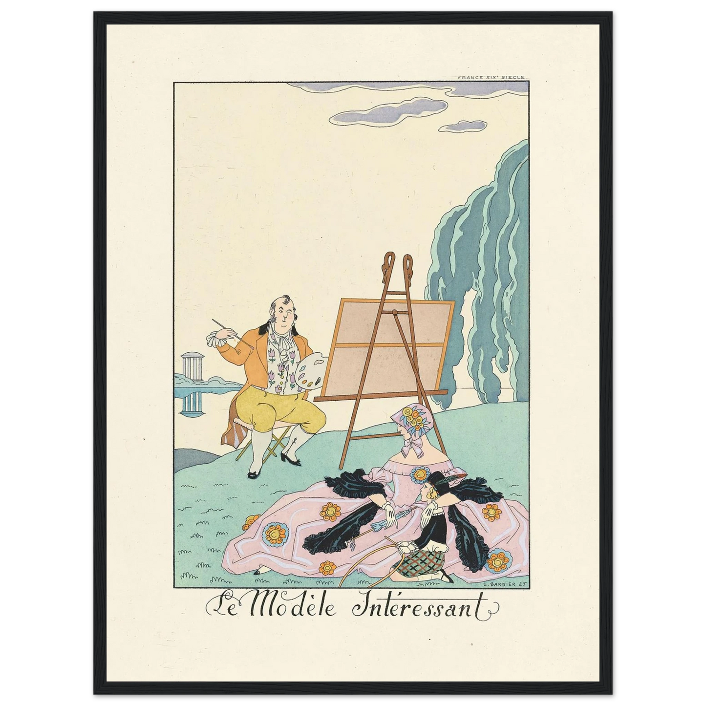 Le Modèle Intéressant(The Interesting Model) (1922–1926) Art Print | George Barbier - Framed Poster - 30x40 cm / 12x16″ - Black frame
