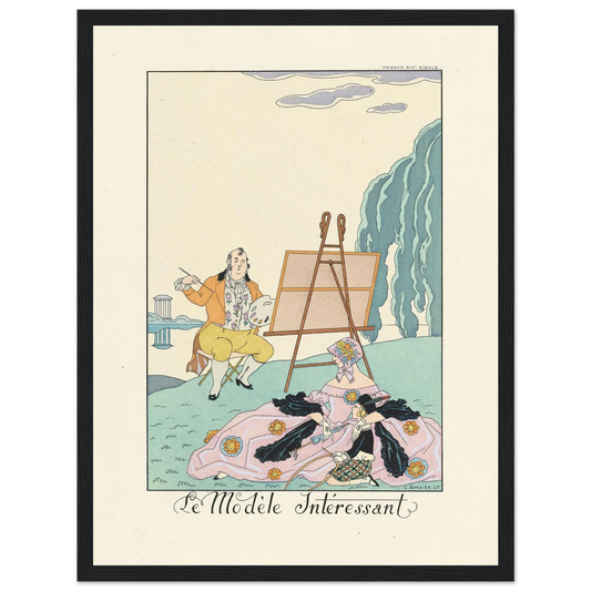Le Modèle Intéressant(The Interesting Model) (1922–1926) Art Print | George Barbier - Framed Poster - 30x40 cm / 12x16″ - Black frame