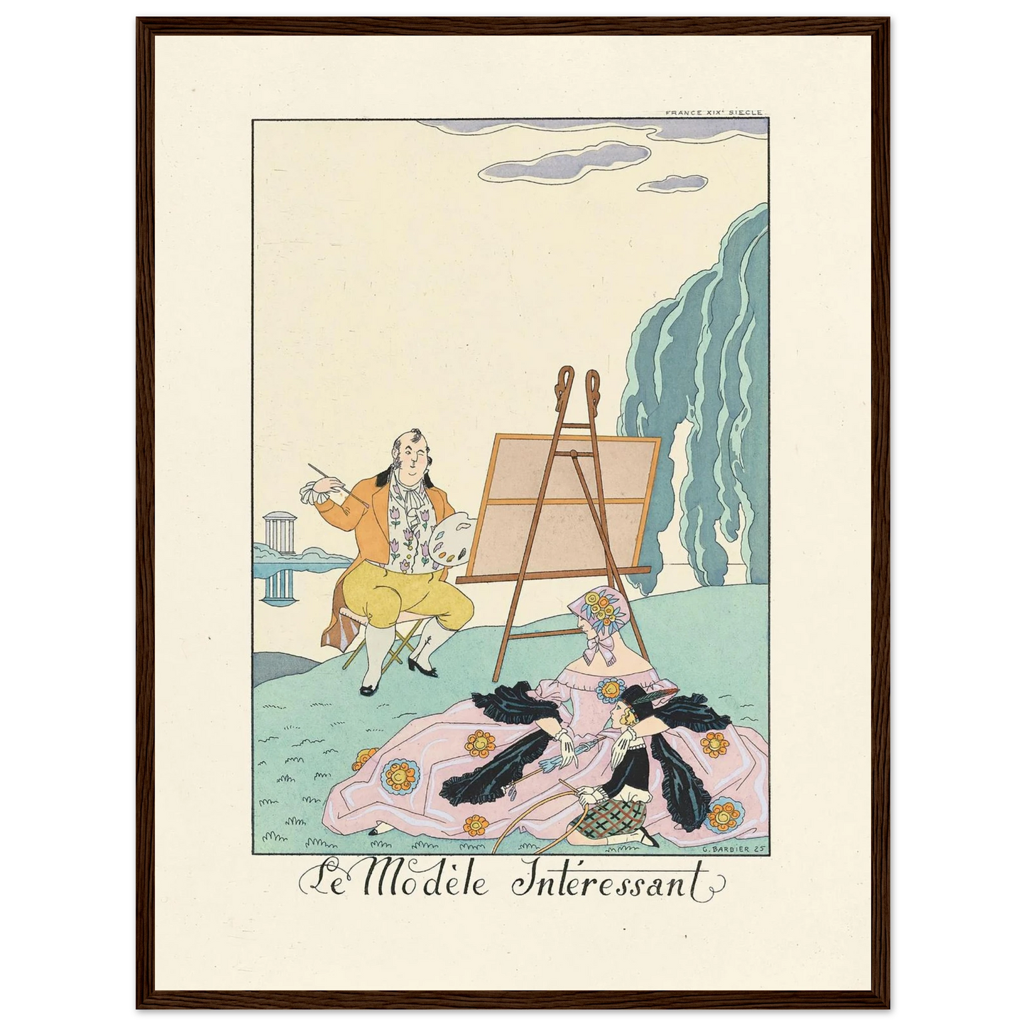 Le Modèle Intéressant(The Interesting Model) (1922–1926) Art Print | George Barbier - Framed Poster - 30x40 cm / 12x16″ - Black frame