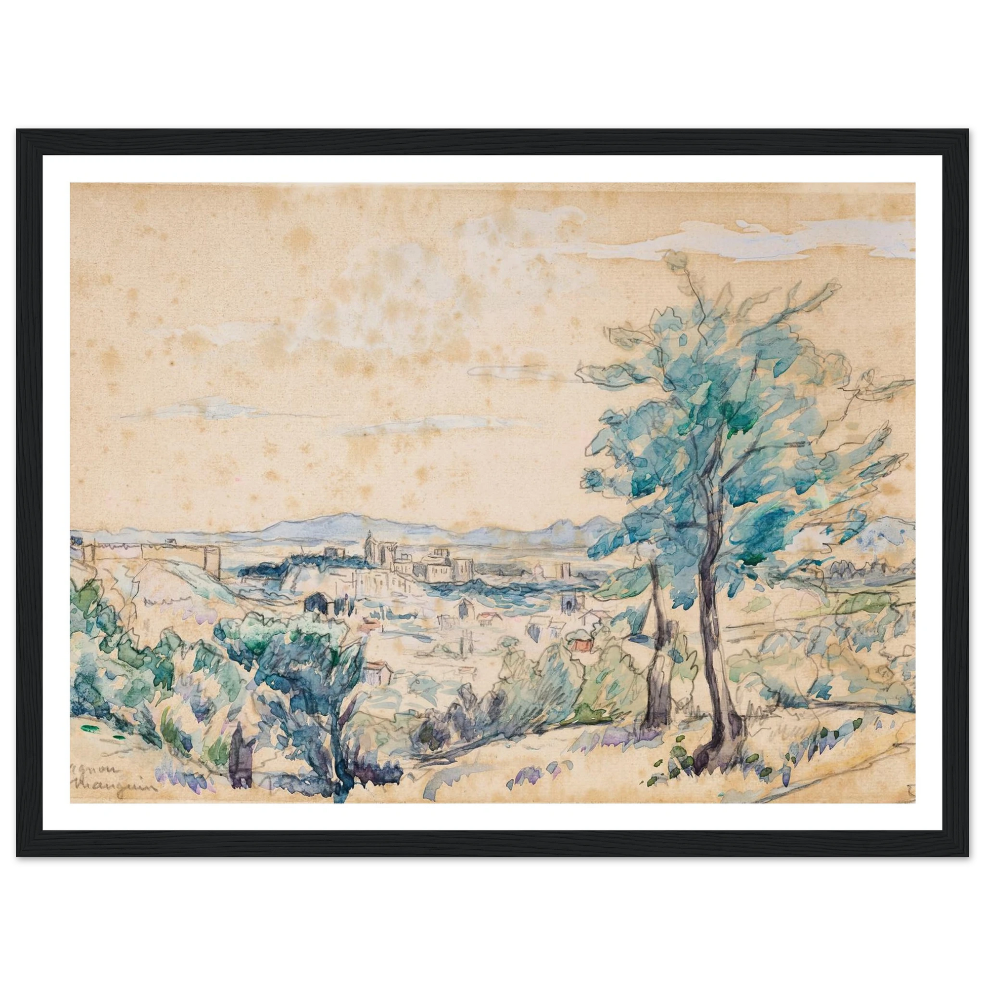 Le Palais des Papes – Avignon (1927) Art Print | Henri Manguin - Framed Poster - 30x40 cm / 12x16″ - Black frame