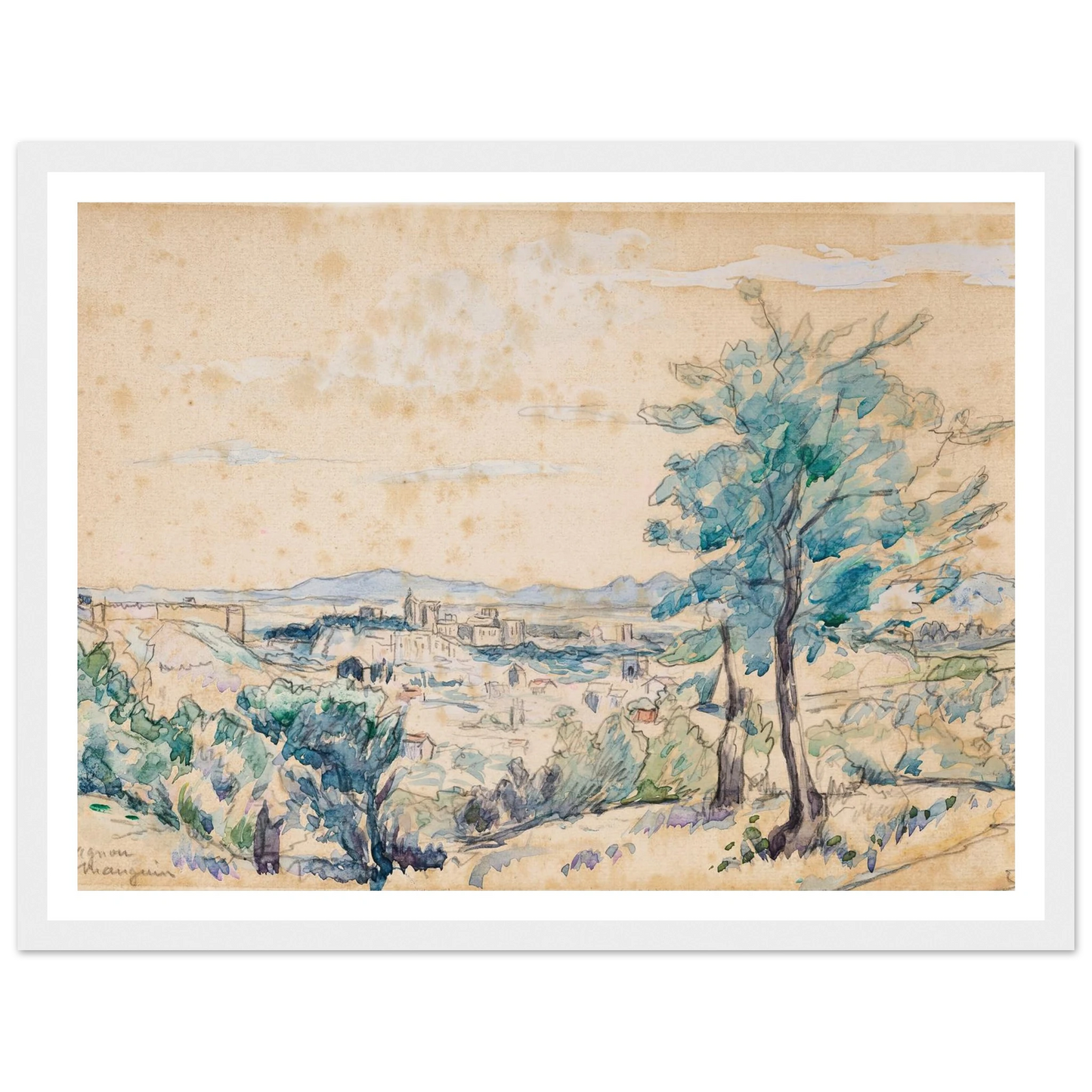 Le Palais des Papes – Avignon (1927) Art Print | Henri Manguin - Framed Poster - 30x40 cm / 12x16″ - Black frame