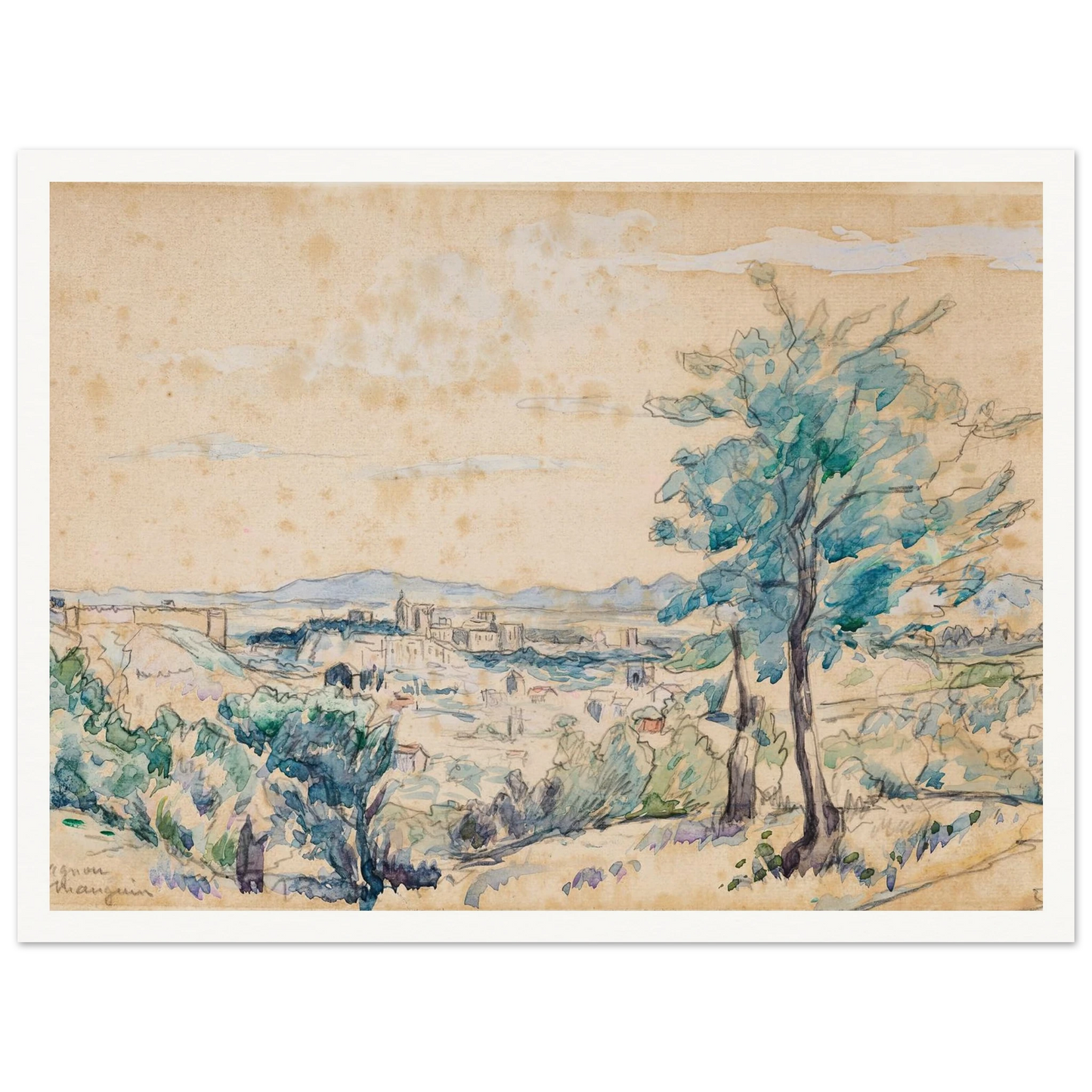 Le Palais des Papes – Avignon (1927) Art Print | Henri Manguin - Framed Poster - 30x40 cm / 12x16″ - Black frame