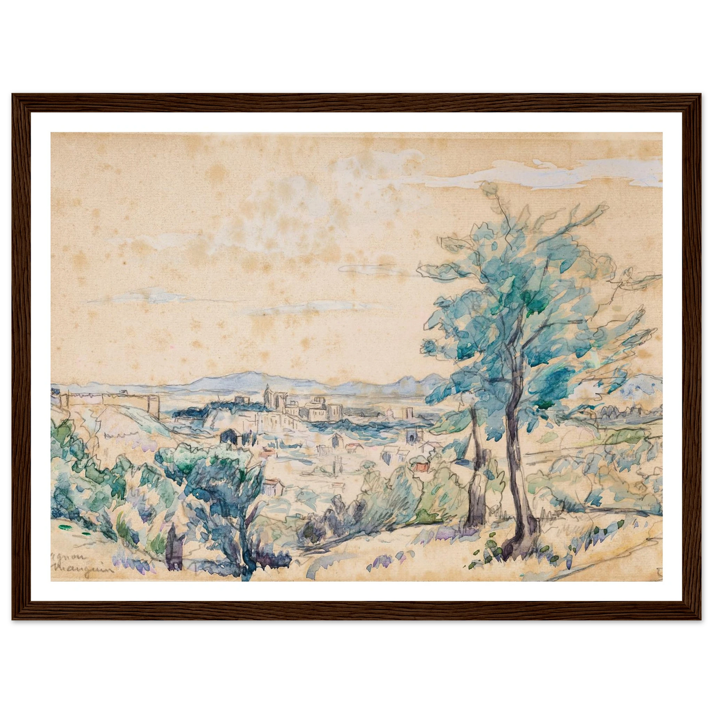 Le Palais des Papes – Avignon (1927) Art Print | Henri Manguin - Framed Poster - 30x40 cm / 12x16″ - Black frame