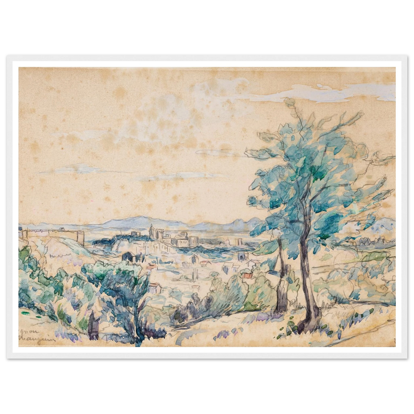 Le Palais des Papes – Avignon (1927) Art Print | Henri Manguin - Framed Poster - 30x40 cm / 12x16″ - Black frame