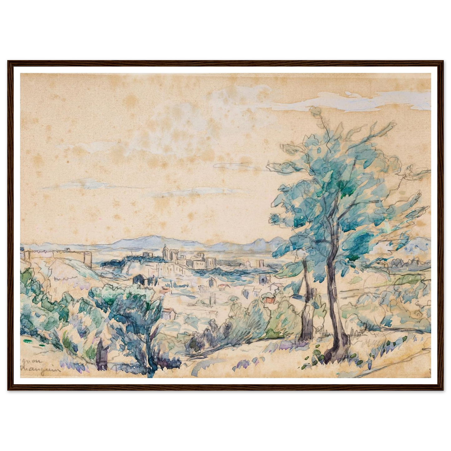 Le Palais des Papes – Avignon (1927) Art Print | Henri Manguin - Framed Poster - 30x40 cm / 12x16″ - Black frame