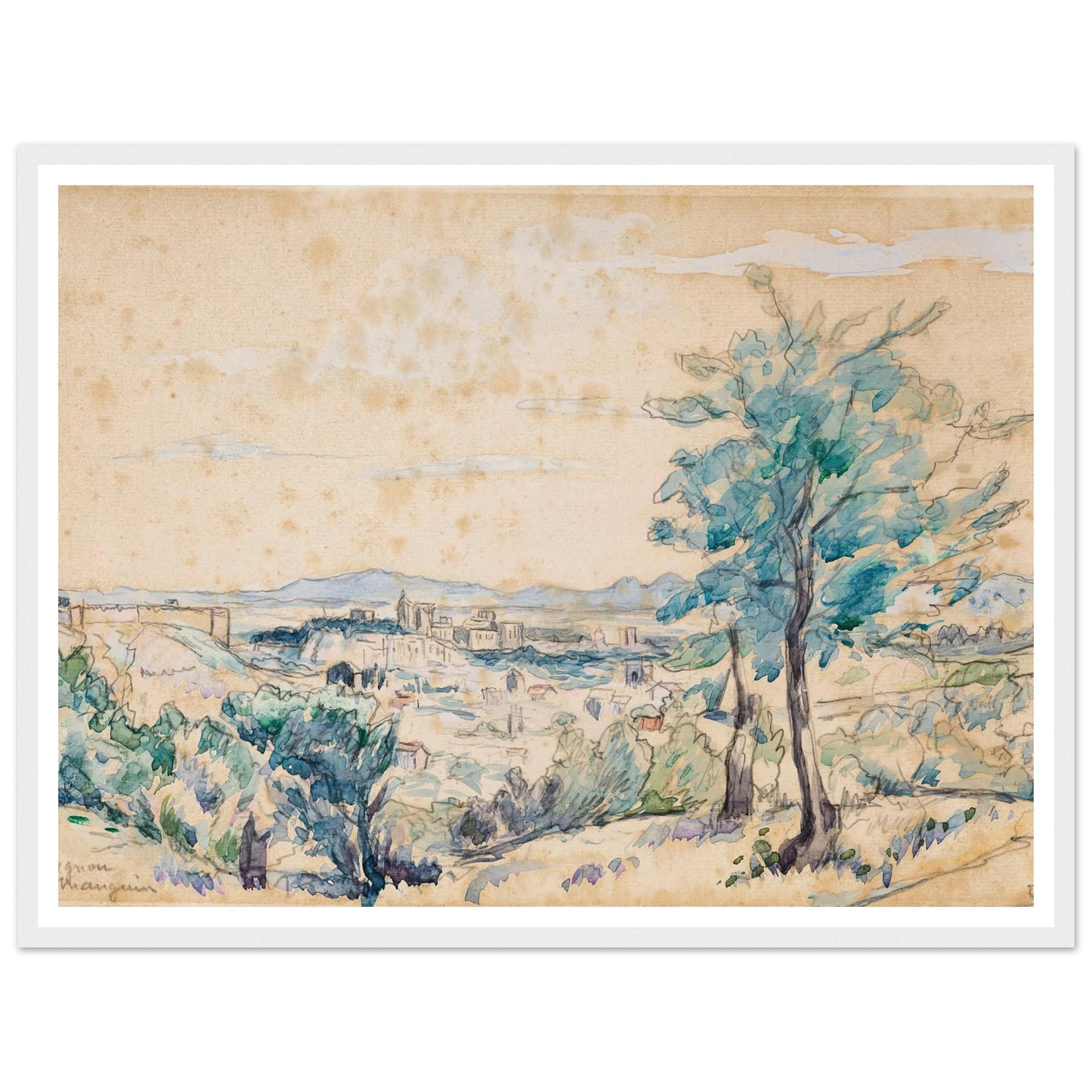 Le Palais des Papes – Avignon (1927) Art Print | Henri Manguin - Framed Poster - 30x40 cm / 12x16″ - Black frame