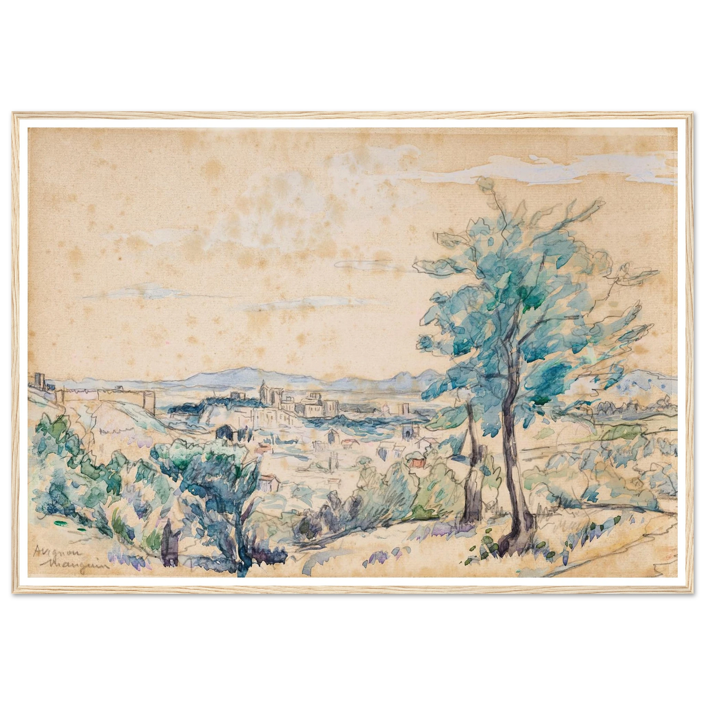 Le Palais des Papes – Avignon (1927) Art Print | Henri Manguin - Framed Poster - 30x40 cm / 12x16″ - Black frame