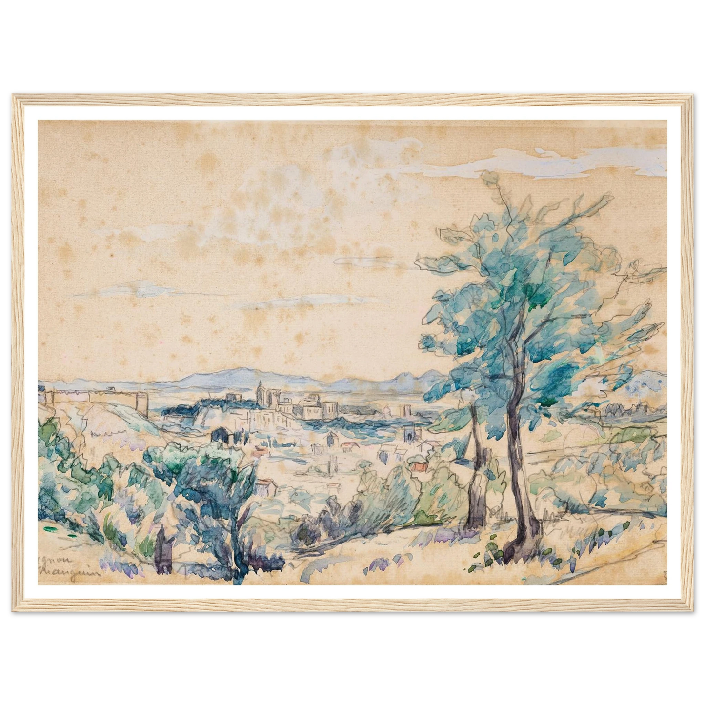 Le Palais des Papes – Avignon (1927) Art Print | Henri Manguin - Framed Poster - 30x40 cm / 12x16″ - Black frame