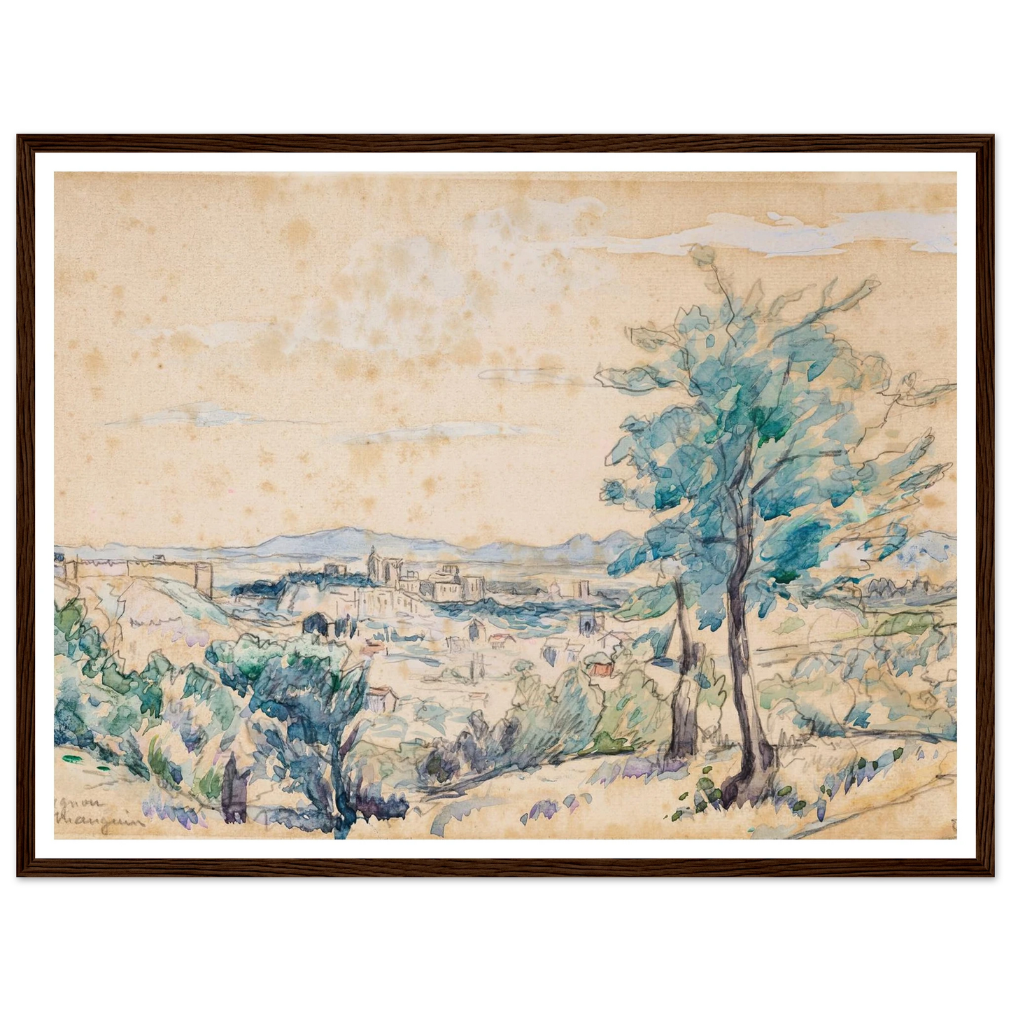 Le Palais des Papes – Avignon (1927) Art Print | Henri Manguin - Framed Poster - 30x40 cm / 12x16″ - Black frame