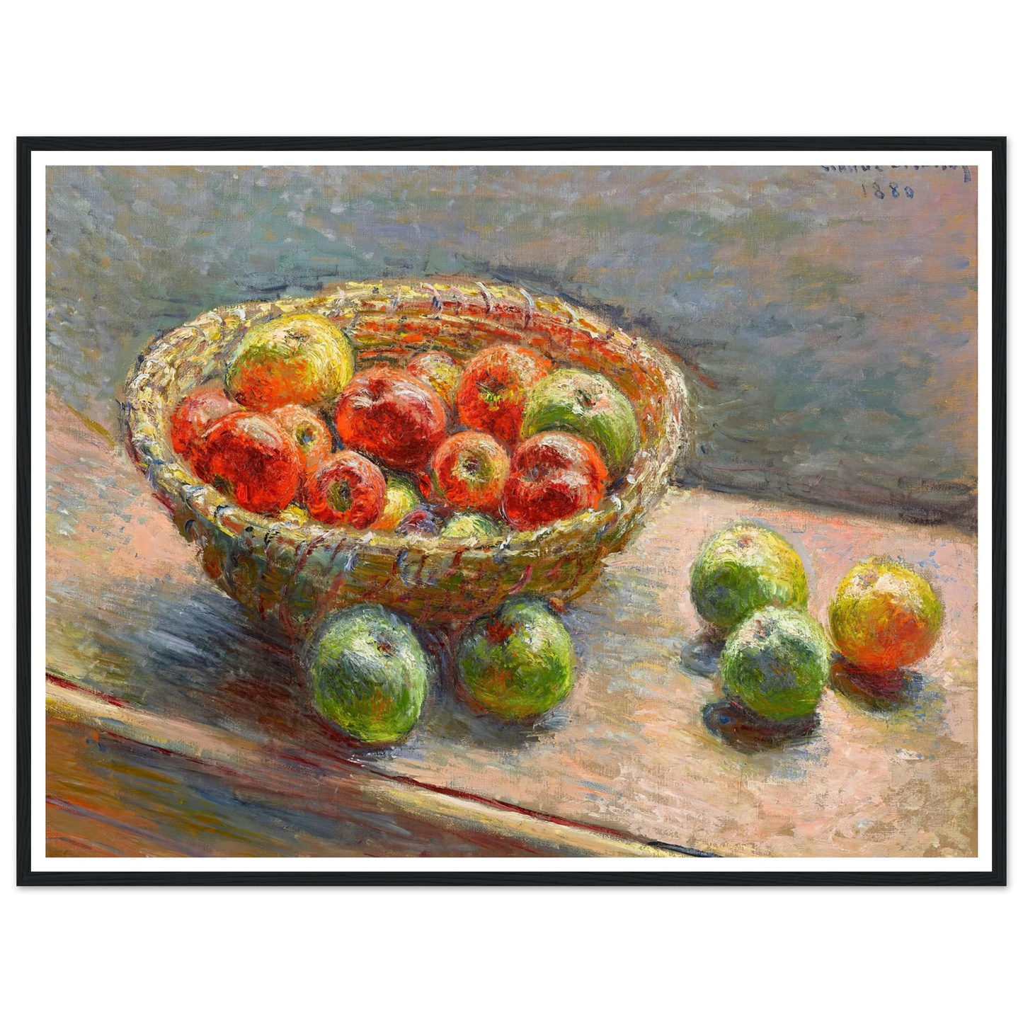 Le panier de pommes (1880) Art Print | Claude Monet - Framed Poster - 30x40 cm / 12x16″ - Black frame