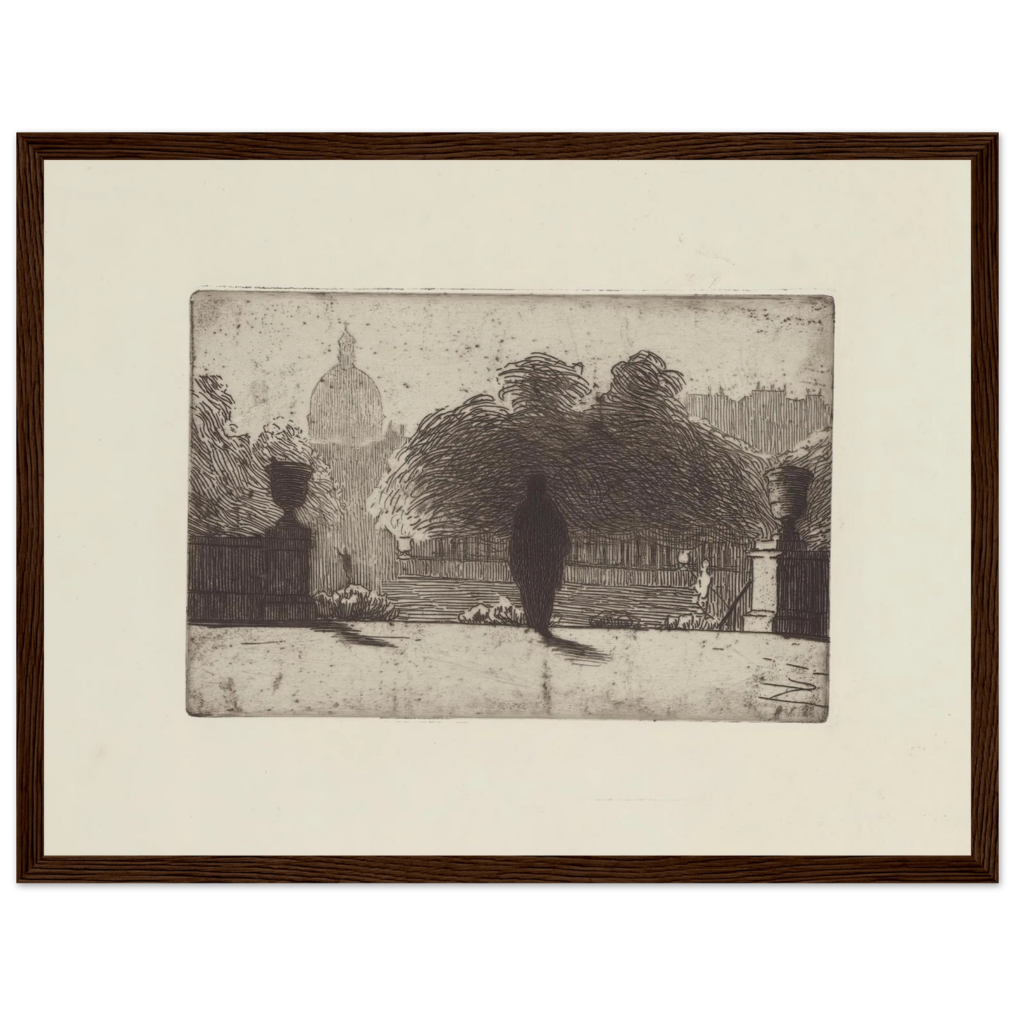 Le Panthéon vu du Luxembourg (1893) Art Print | Felix Vallotton - Framed Poster - 30x40 cm / 12x16″ - Black frame