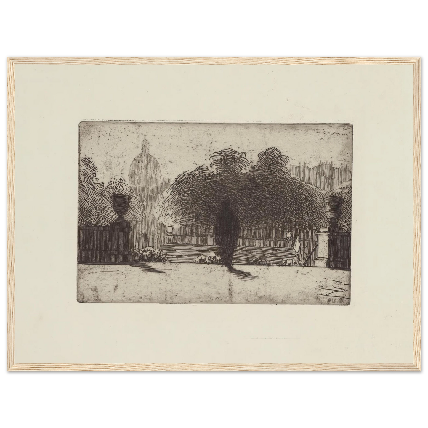 Le Panthéon vu du Luxembourg (1893) Art Print | Felix Vallotton - Framed Poster - 30x40 cm / 12x16″ - Black frame