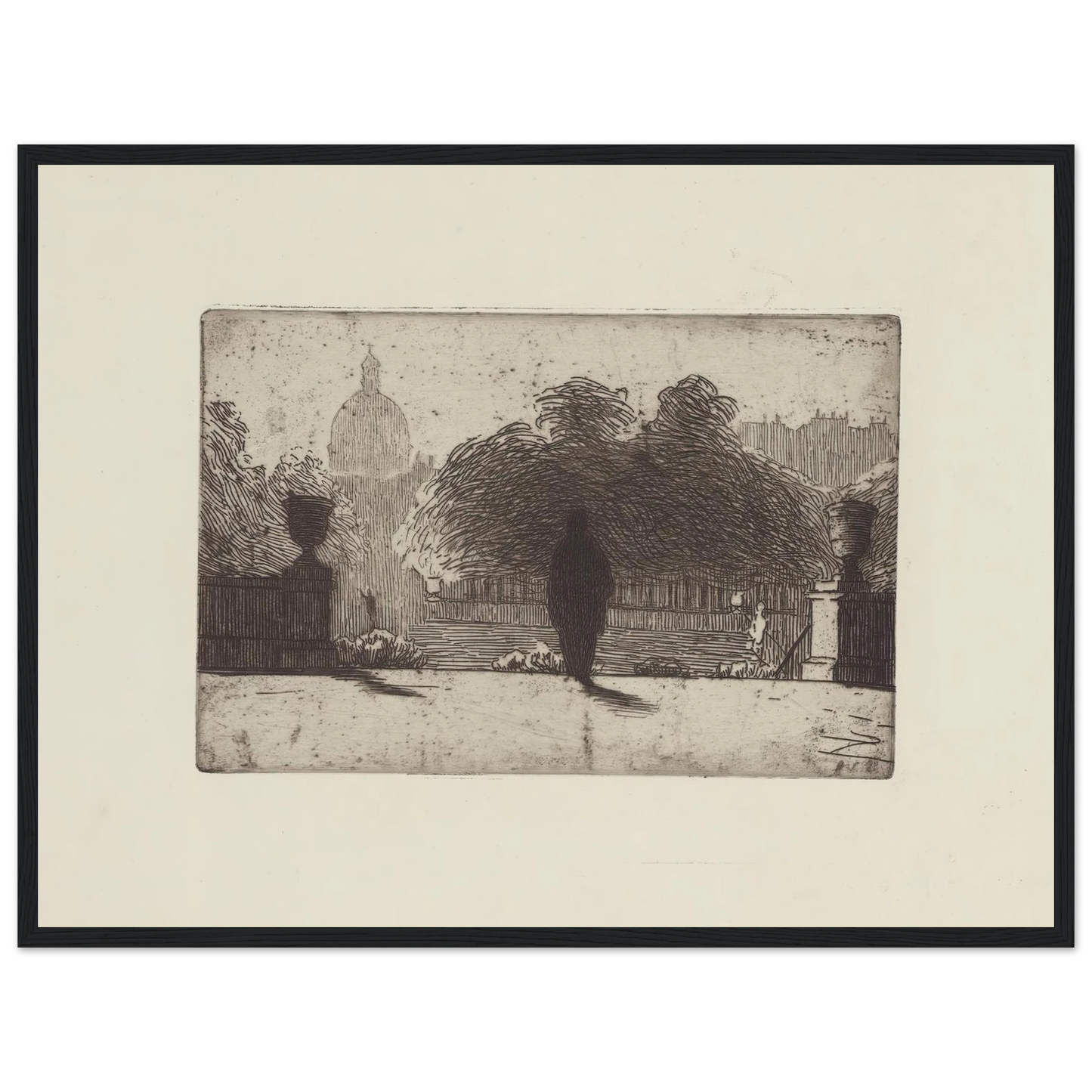 Le Panthéon vu du Luxembourg (1893) Art Print | Felix Vallotton - Framed Poster - 30x40 cm / 12x16″ - Black frame