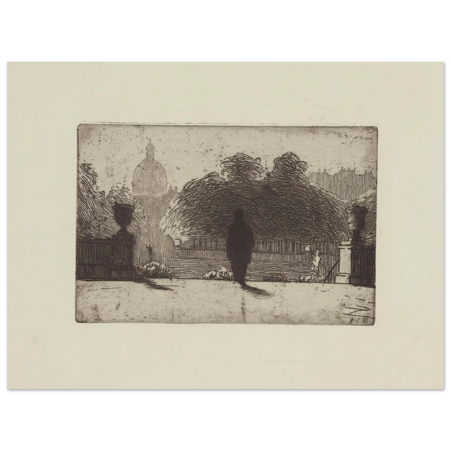 Le Panthéon vu du Luxembourg (1893) Art Print | Felix Vallotton - Framed Poster - 30x40 cm / 12x16″ - Black frame