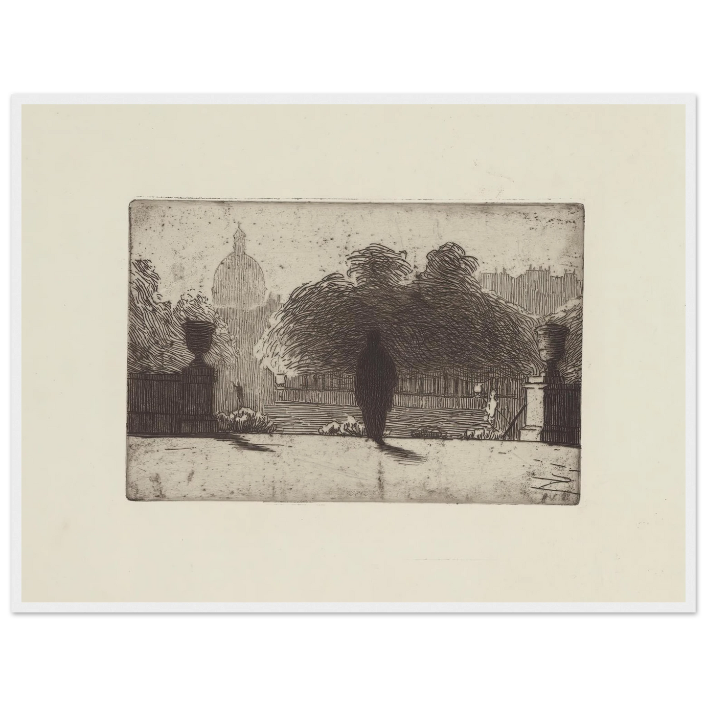 Le Panthéon vu du Luxembourg (1893) Art Print | Felix Vallotton - Framed Poster - 30x40 cm / 12x16″ - Black frame