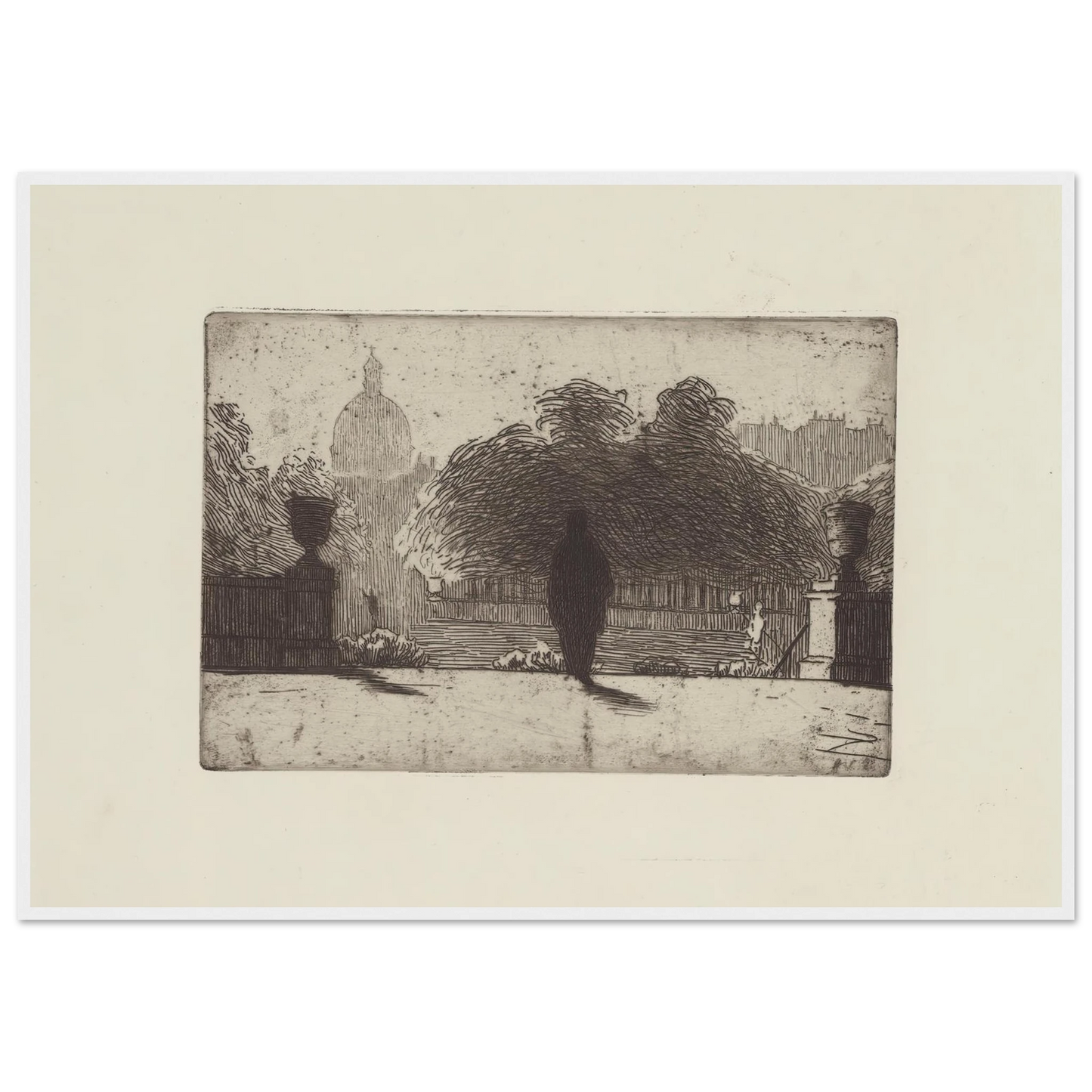 Le Panthéon vu du Luxembourg (1893) Art Print | Felix Vallotton - Framed Poster - 30x40 cm / 12x16″ - Black frame