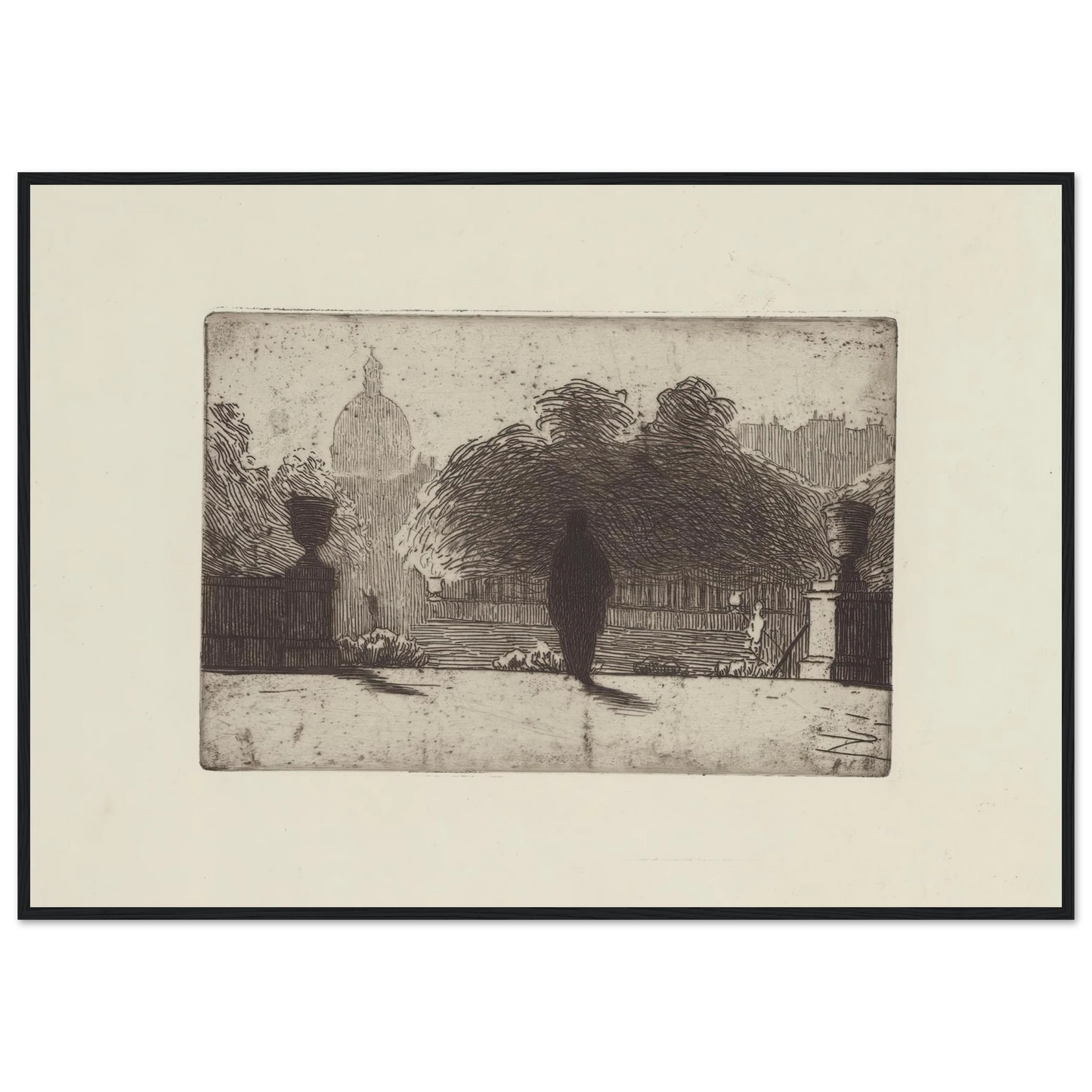Le Panthéon vu du Luxembourg (1893) Art Print | Felix Vallotton - Framed Poster - 30x40 cm / 12x16″ - Black frame