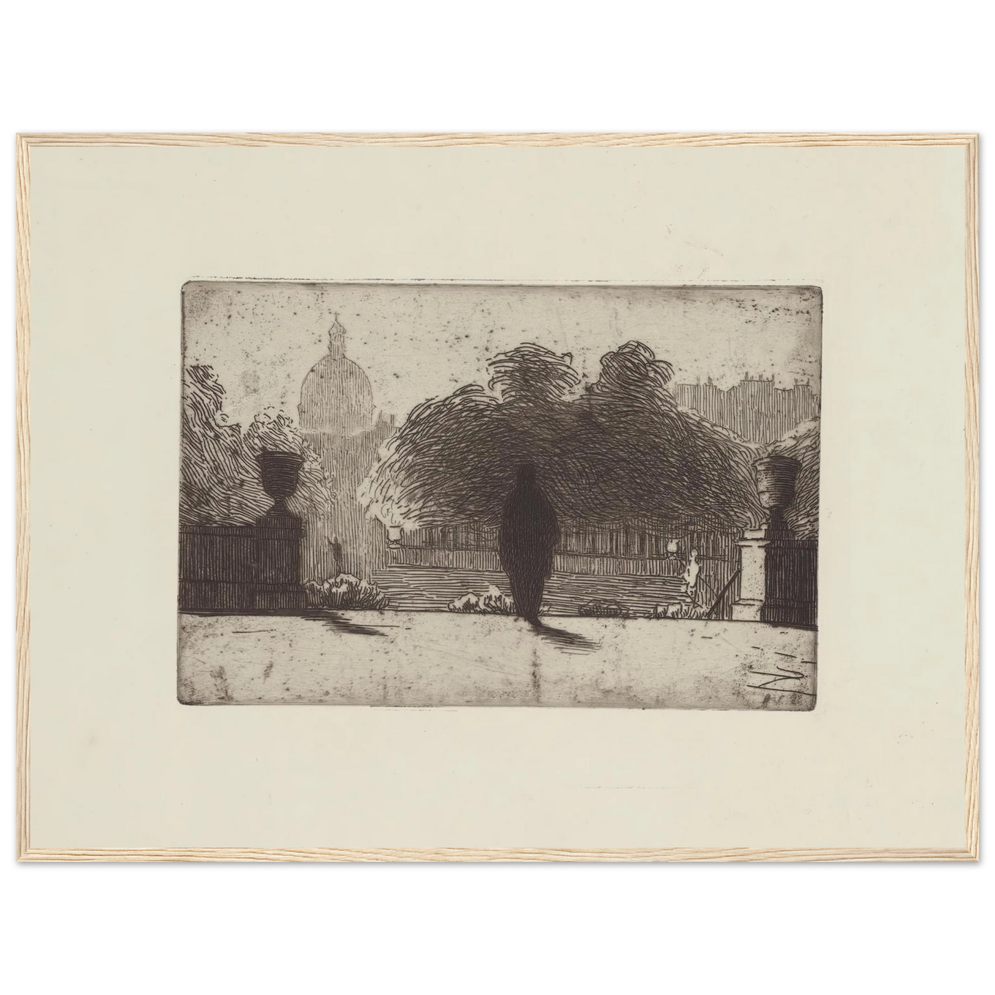 Le Panthéon vu du Luxembourg (1893) Art Print | Felix Vallotton - Framed Poster - 30x40 cm / 12x16″ - Black frame